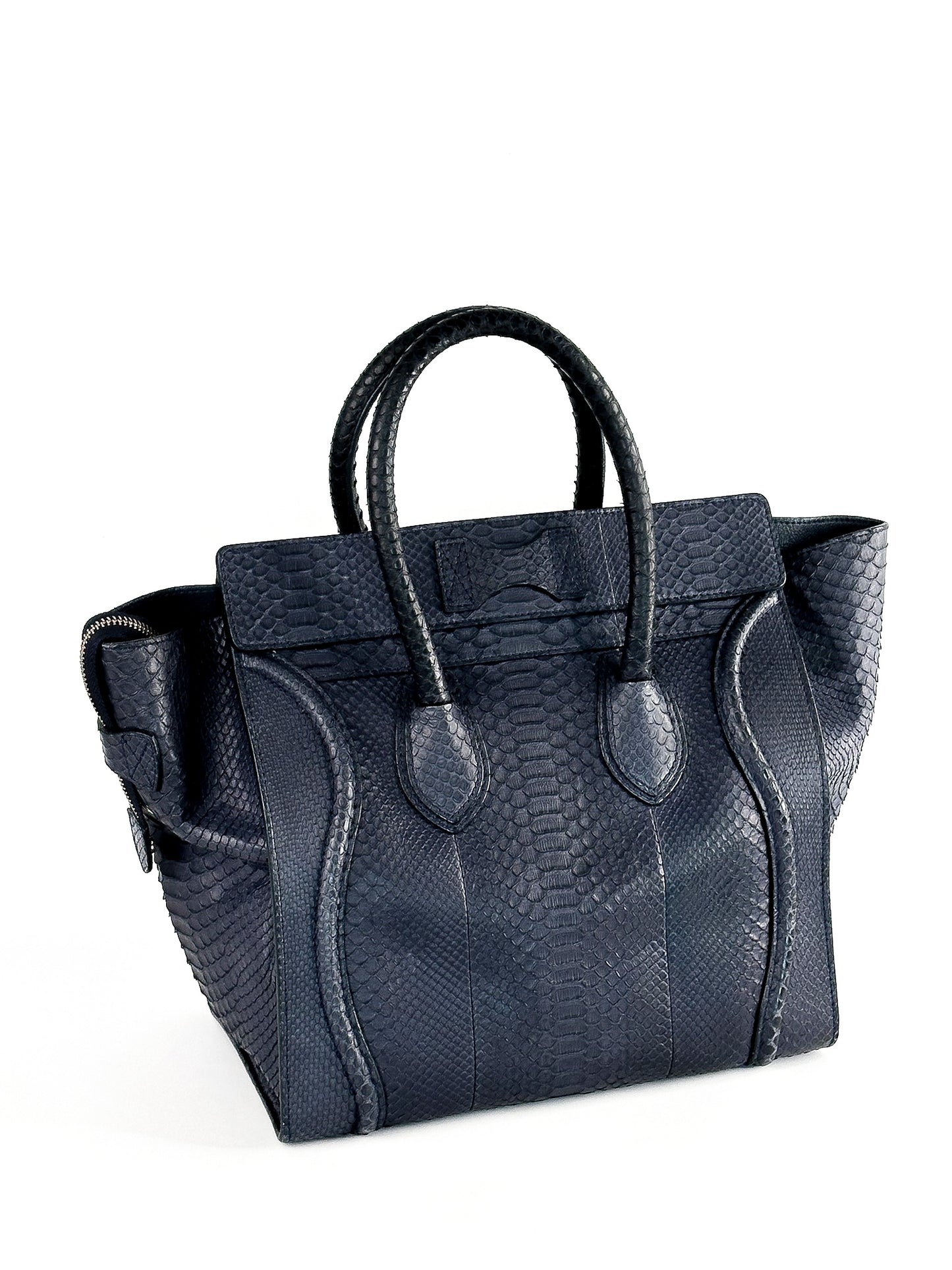 Celine Python Medium Phantom Luggage Tote Navy Blue