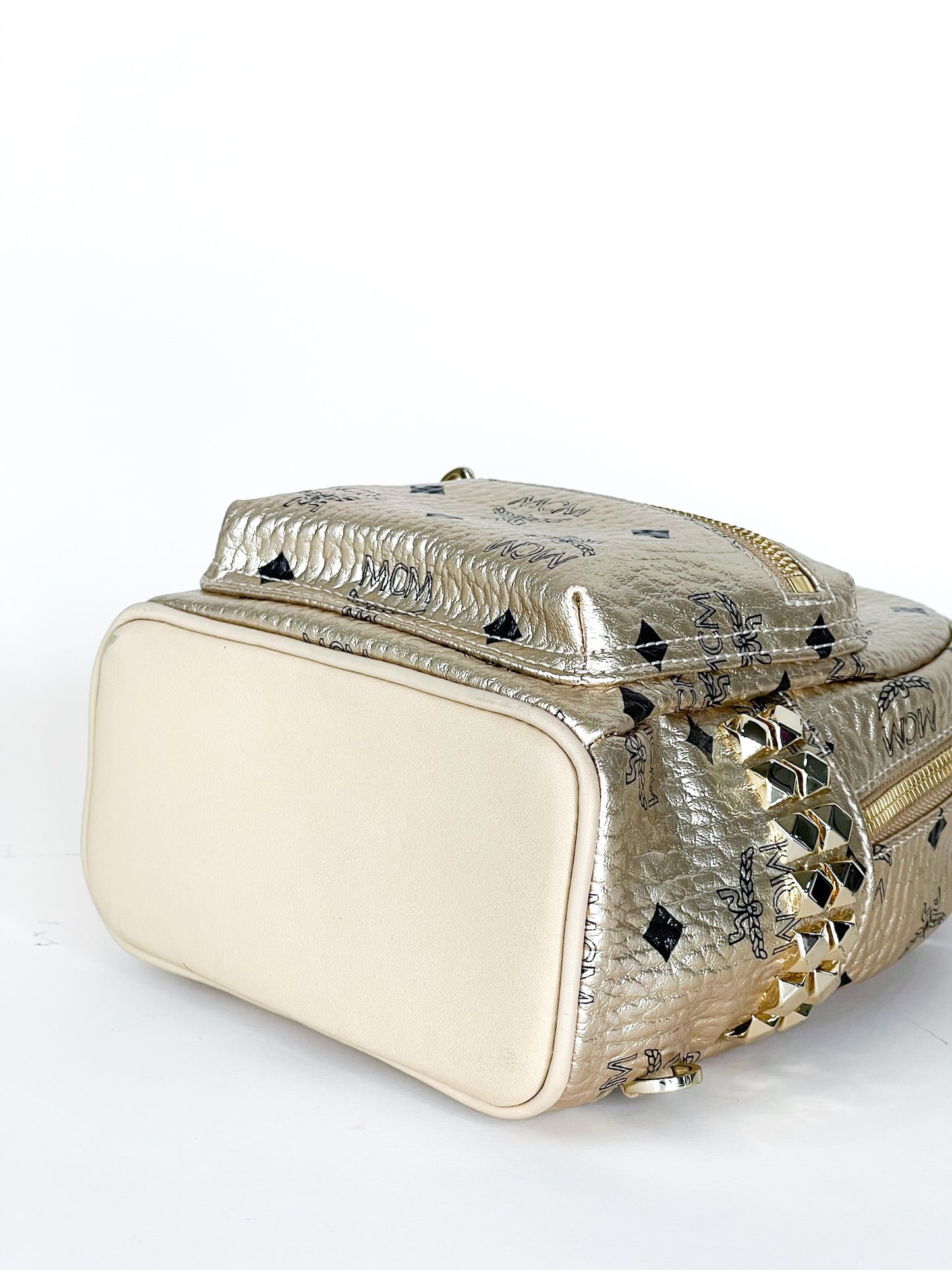 Mcm Gold Visetos Mini Backpack