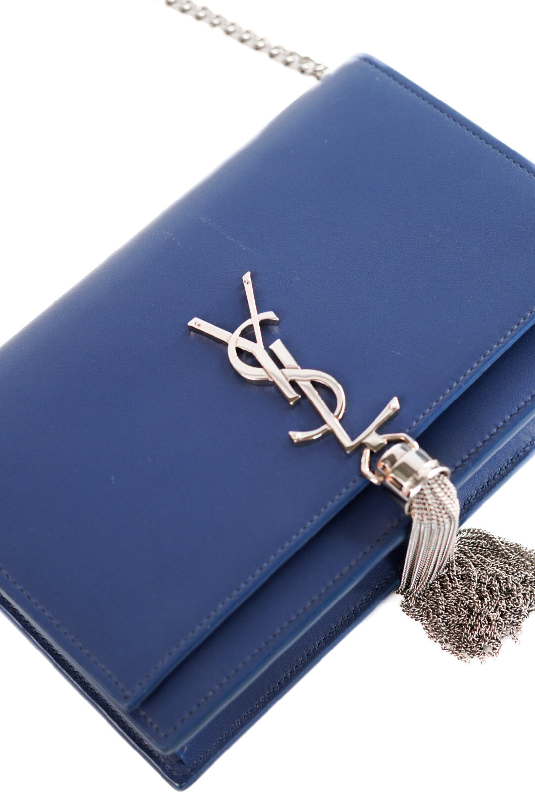 Yves Saint Laurent Saint Laurent Kate Monogram Leather Shoulder Bag Blue