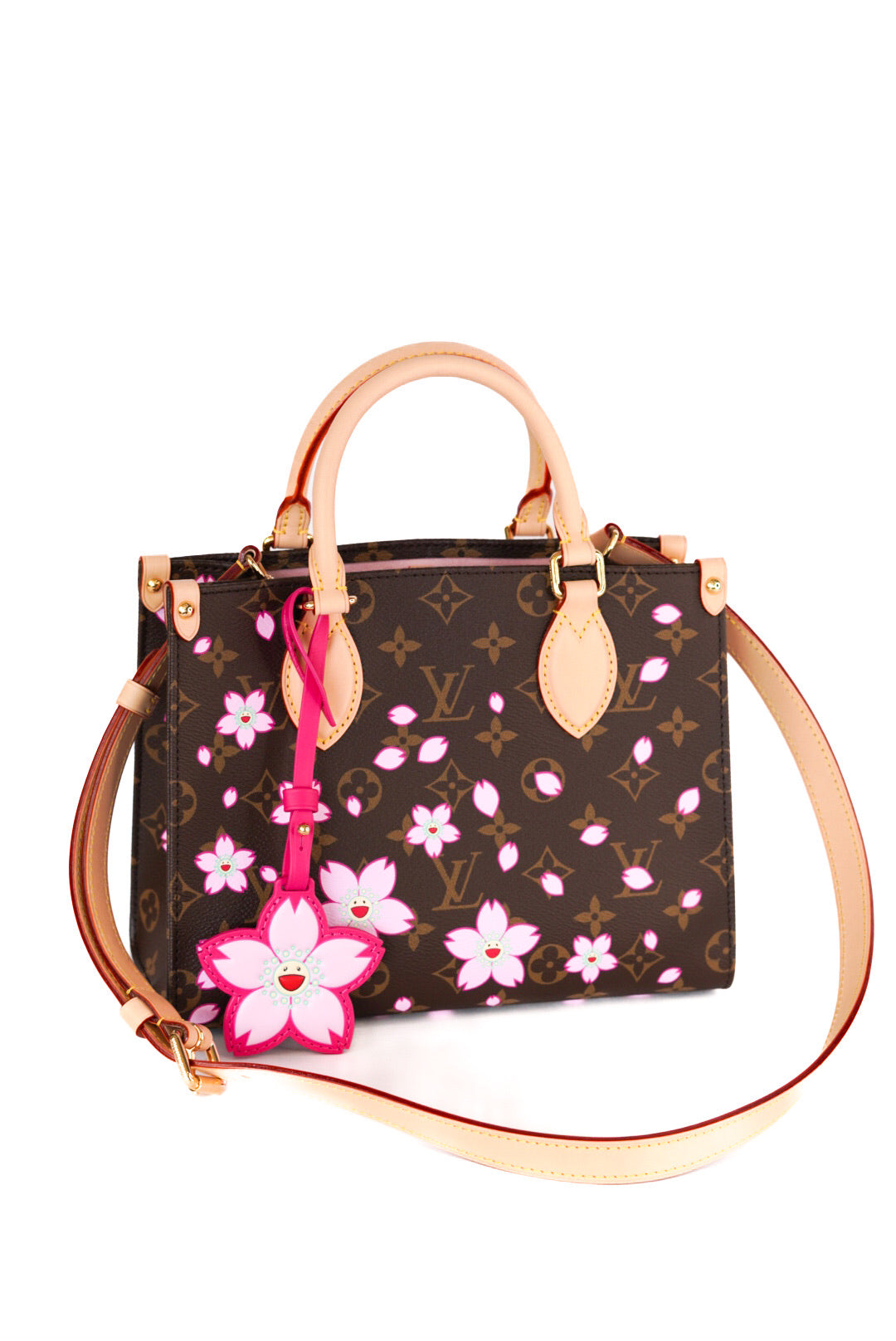 Louis Vuitton X Takashi Murakami Monogram Cherry Blossom Onthego PM Sakura Brown