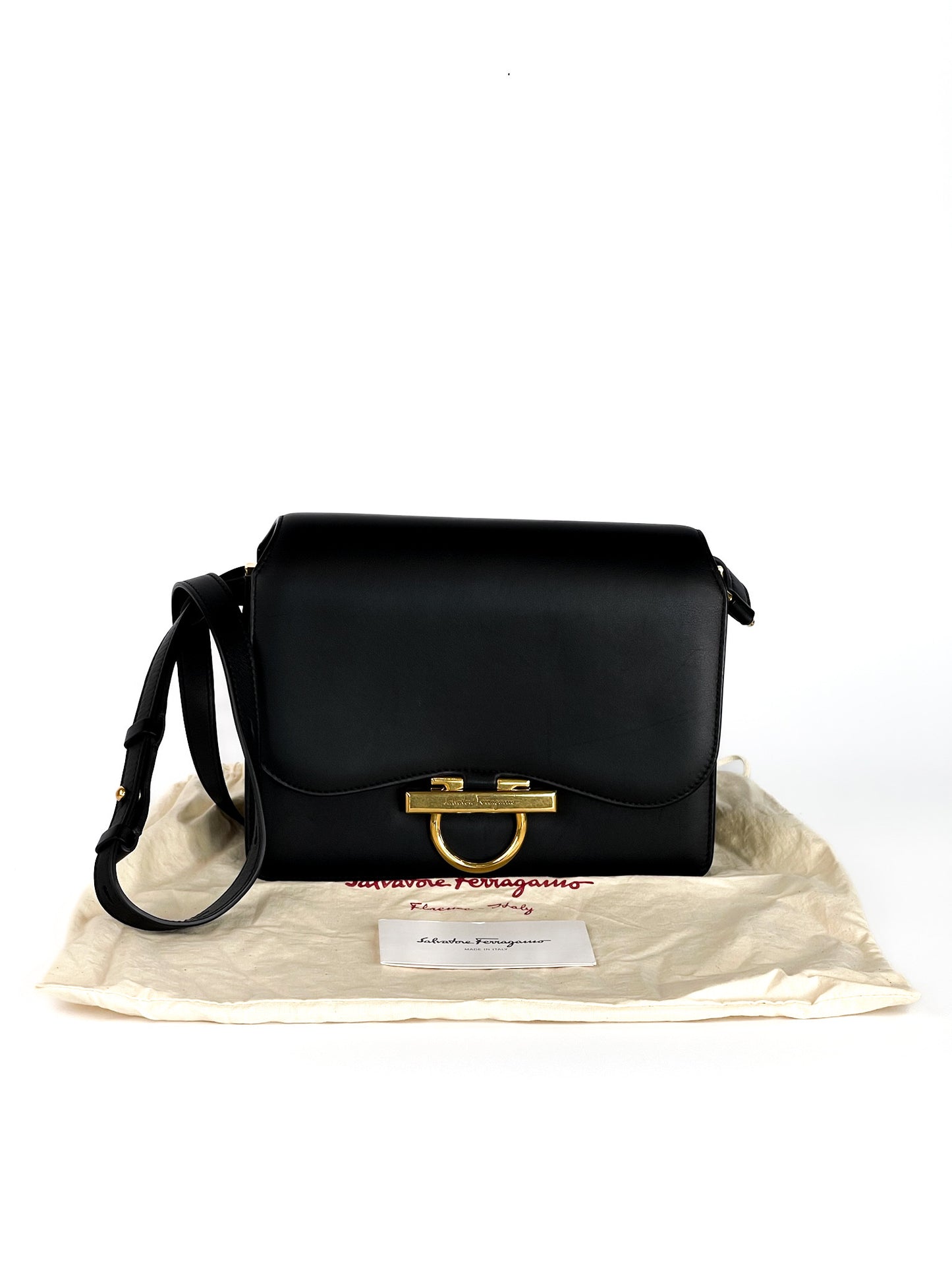 Salvatore Ferragamo Calfskin Joanne Crossbody Black