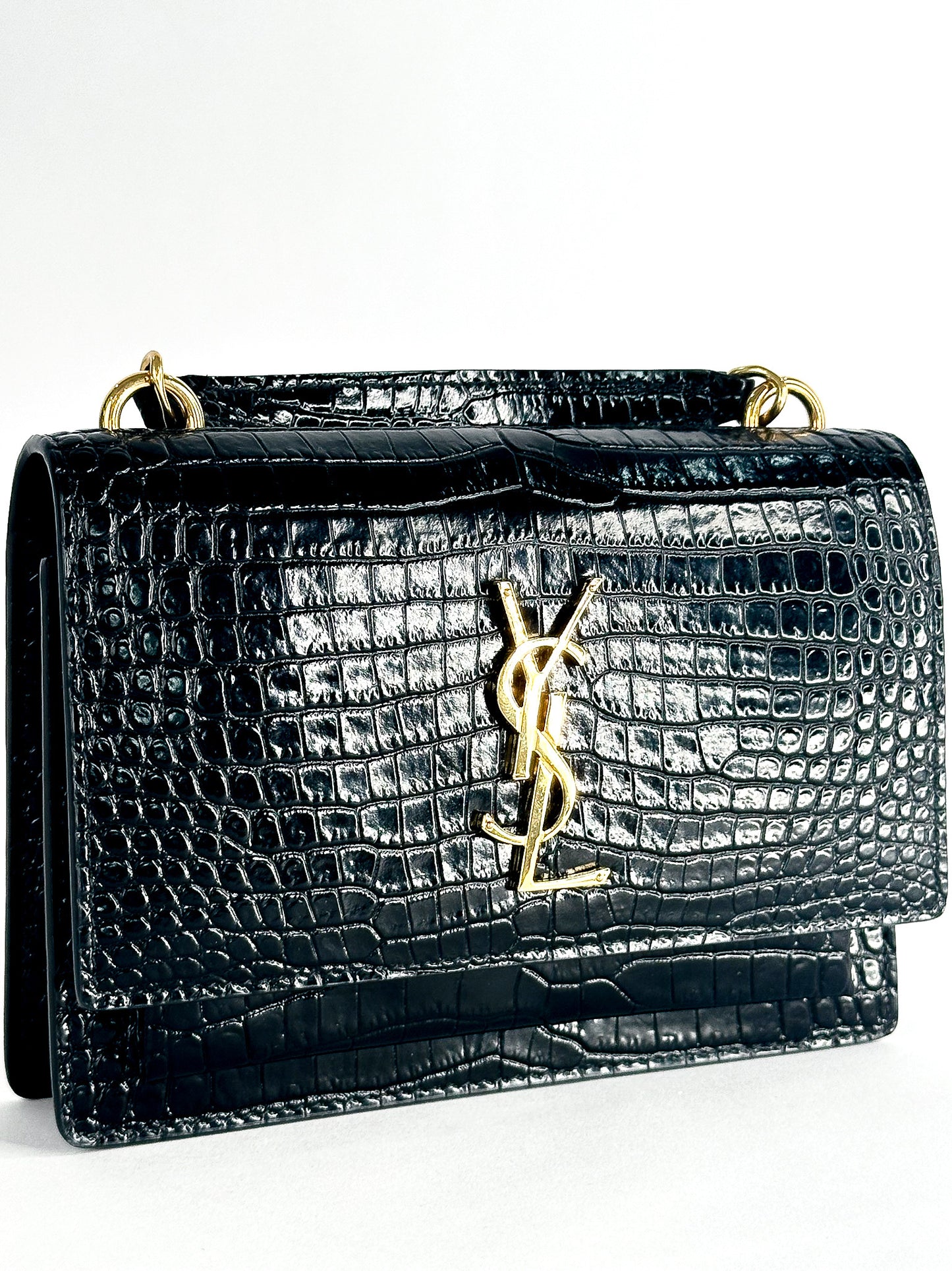 Saint Laurent Sunset Crocodile Embossed Mini Bag