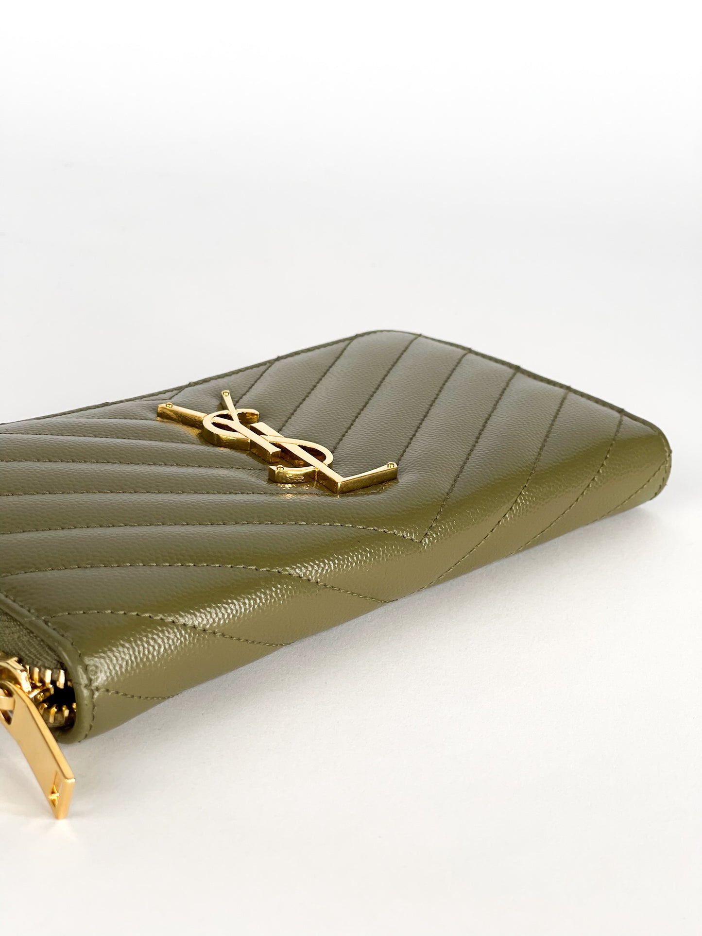 Saint Laurent Cassandre Matelasse Leather Zip Around Long Wallet
