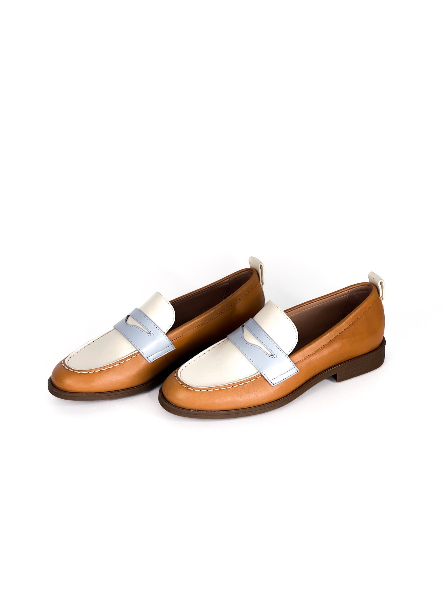 Cole Haan Leather Stassi Penny Loafer Brown & White Size 6