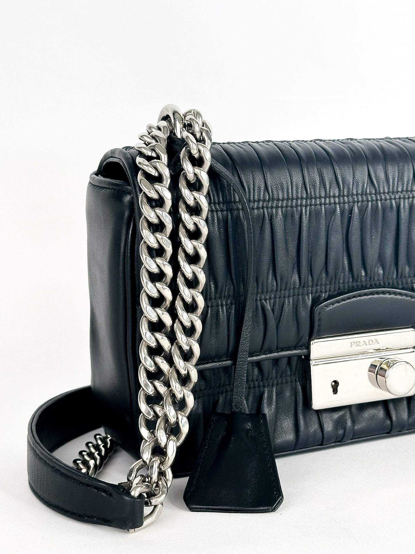 Prada Nappa Gaufre Chain Flap Black