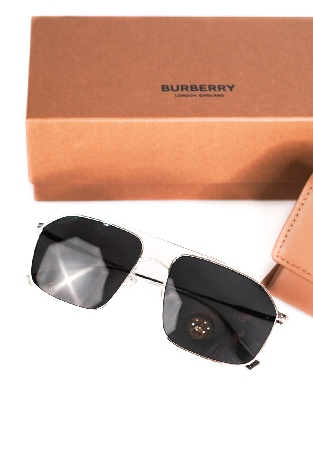 Burberry Webb Silver Rectangular Sunglasses
