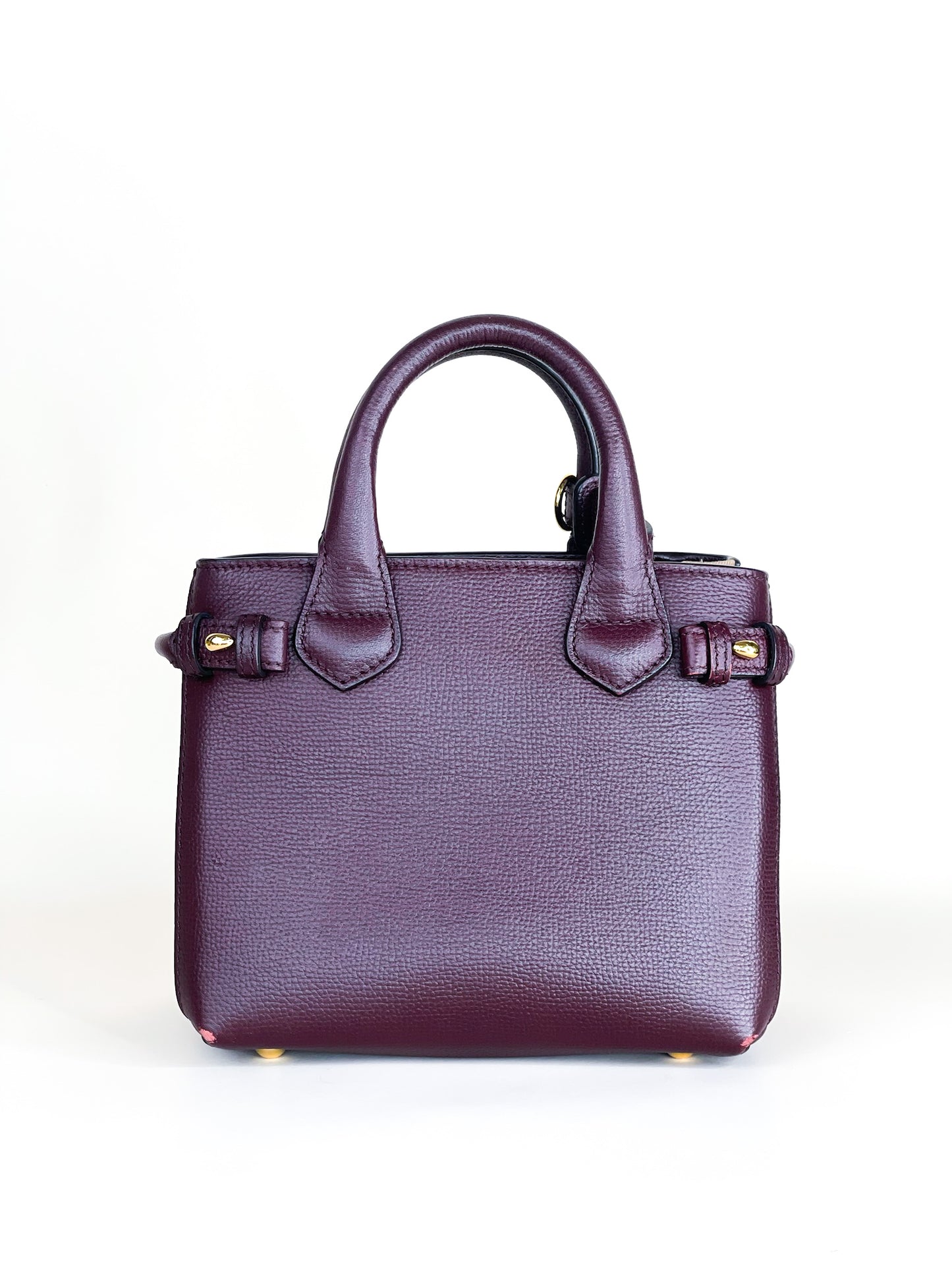Burberry Burgundy/Beige Leather And House Check Canvas Mini Banner Tote