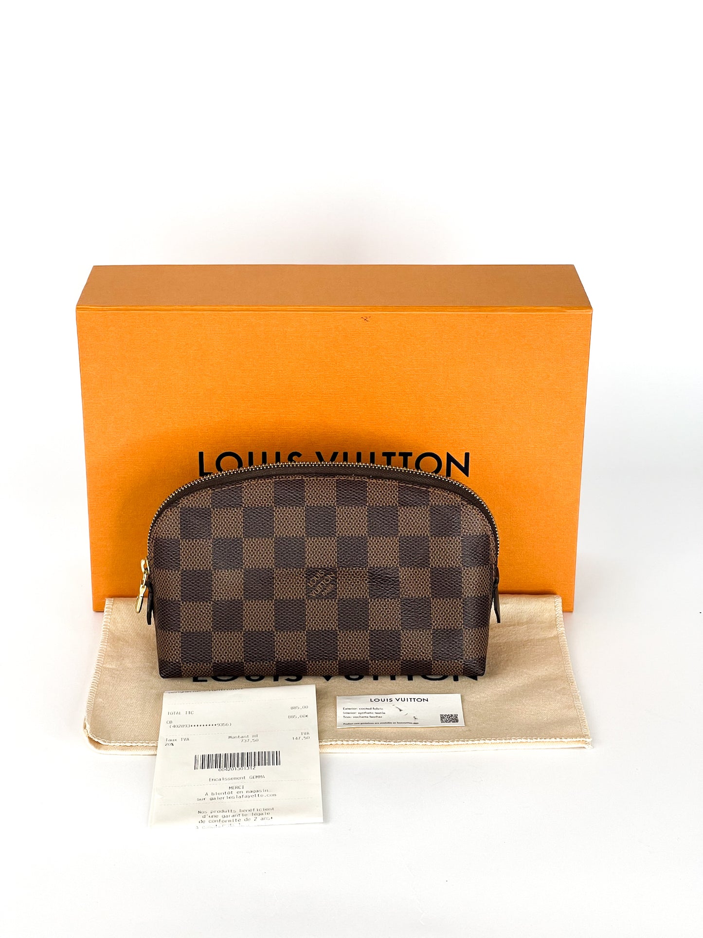 Louis Vuitton Cosmetic Pouch PM Damier Ebene Canvas