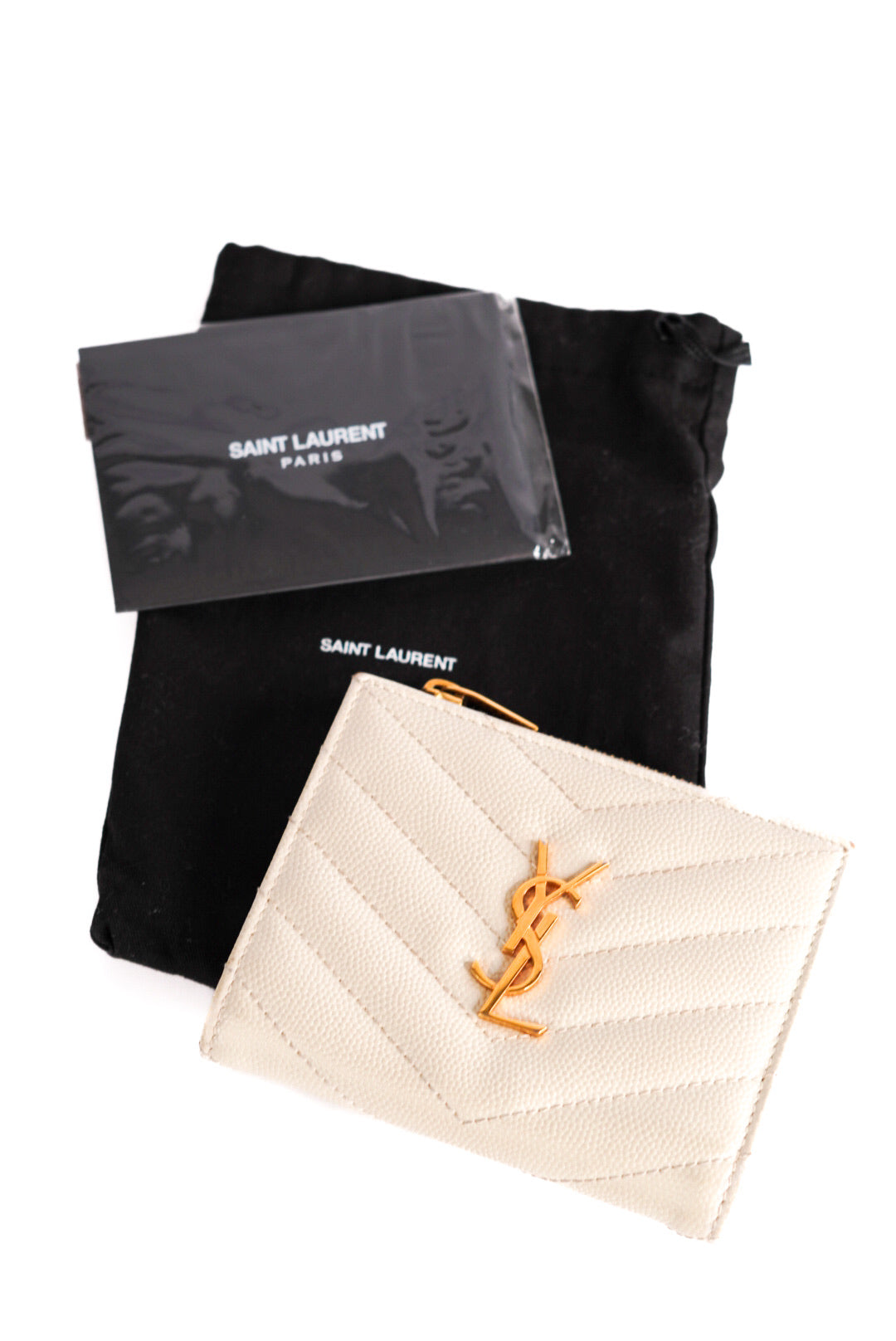 Saint Laurent Cassandre Matelassé Bifold Wallet in Grain De Poudre Leather
