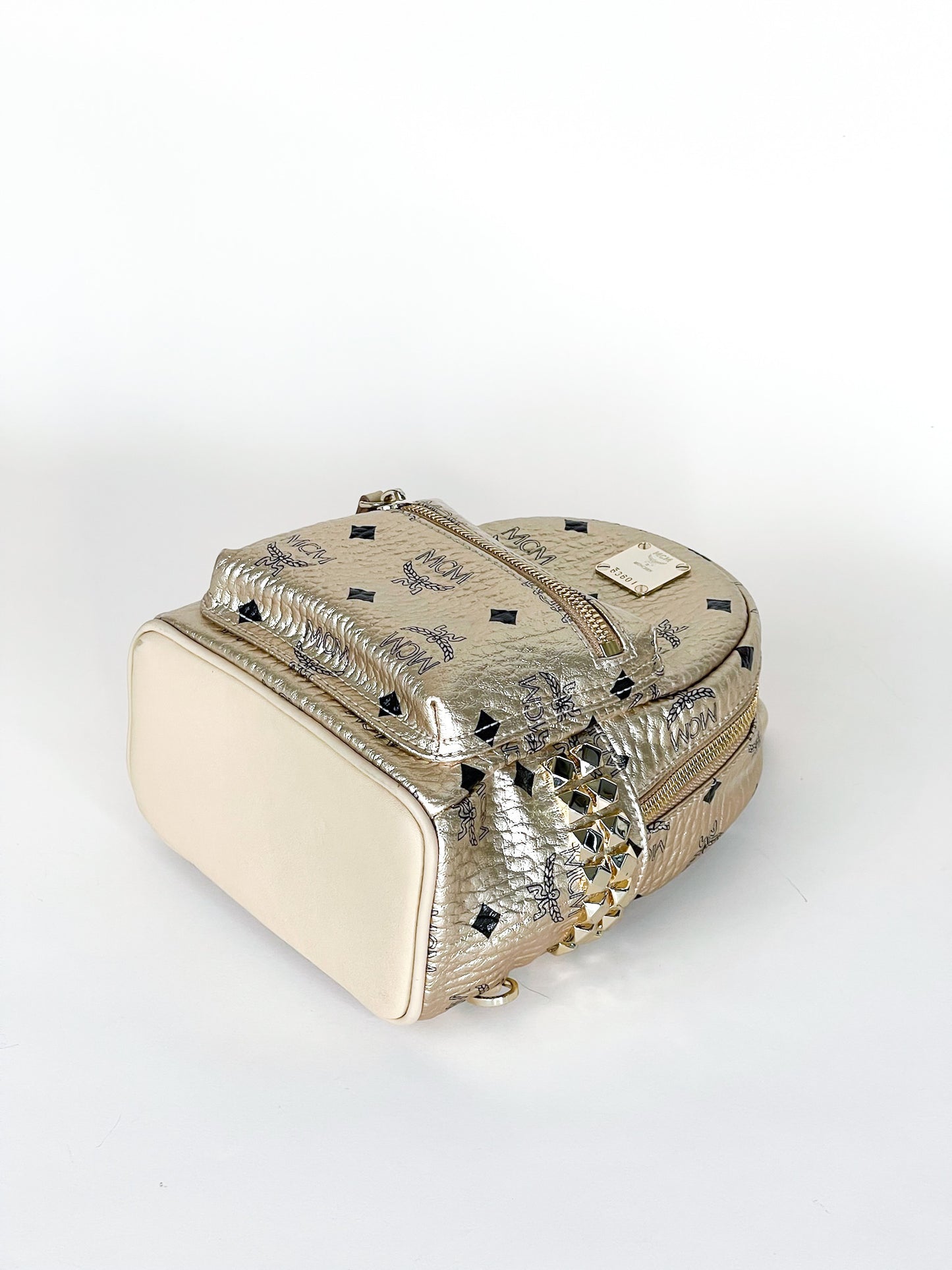 Mcm Gold Visetos Mini Backpack