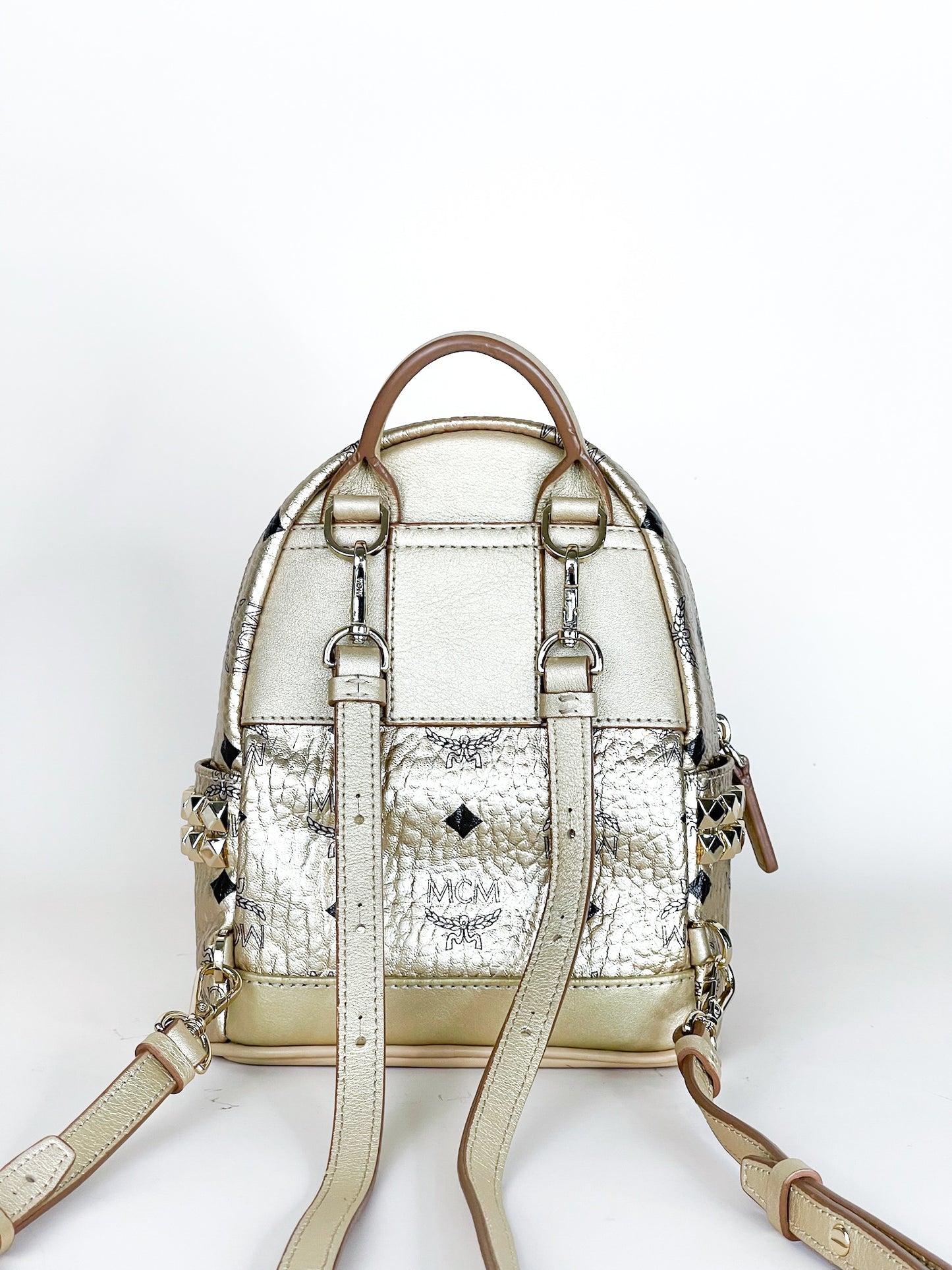 Mcm Gold Visetos Mini Backpack