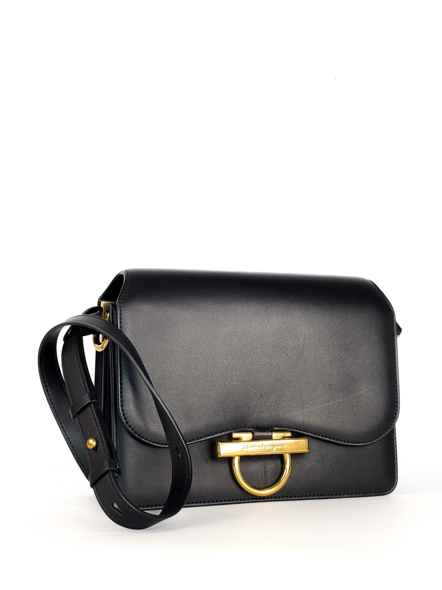 Salvatore Ferragamo Calfskin Joanne Crossbody Black