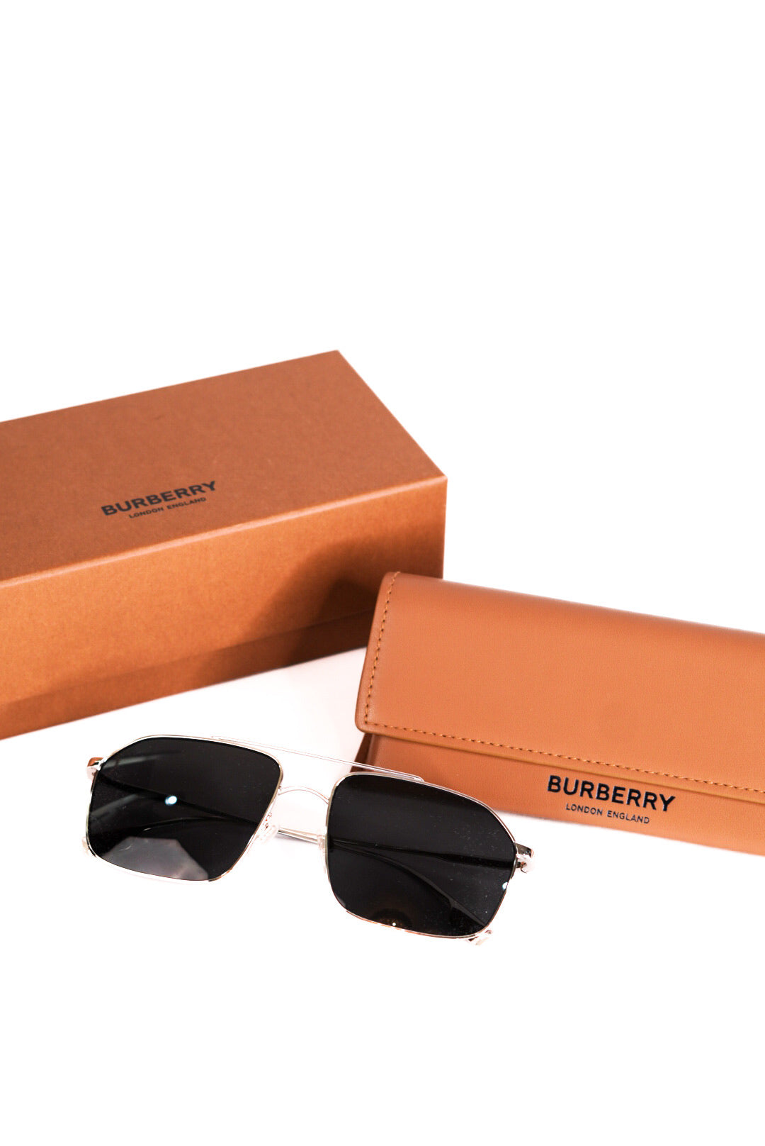 Burberry Webb Silver Rectangular Sunglasses