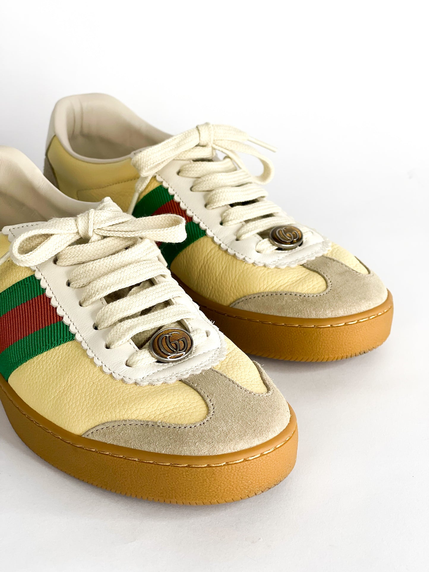 Gucci Tricolor Leather and Suede G74 Sneakers Size 37 1/2