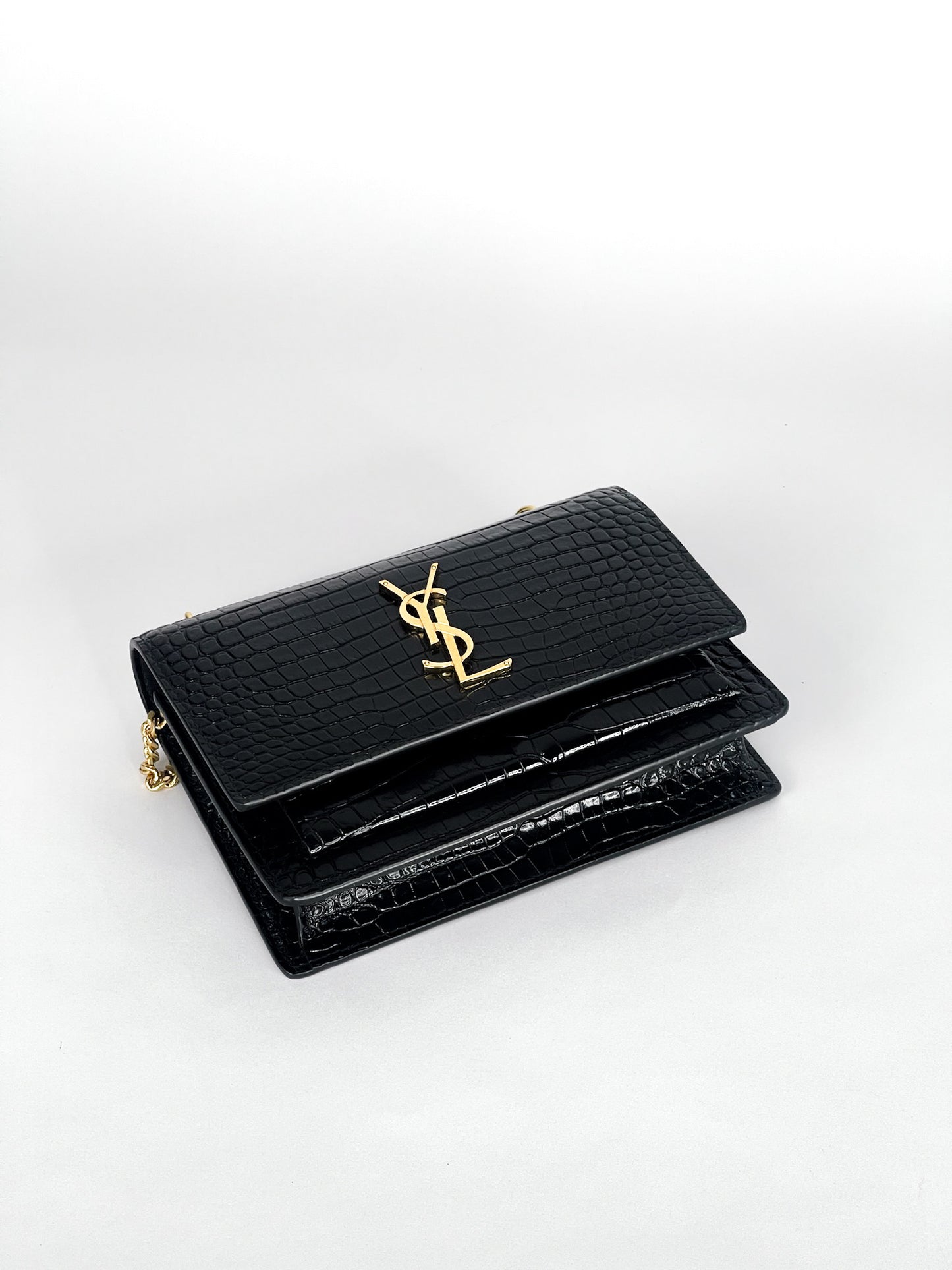 Saint Laurent Sunset Crocodile Embossed Mini Bag