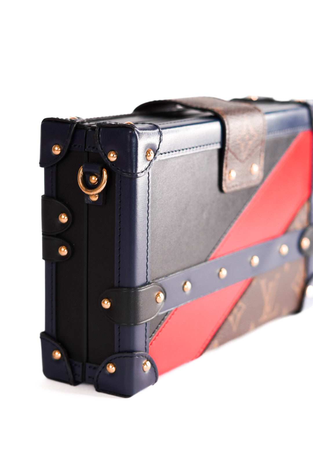 Louis Vuitton Monogram Malletage Print Petite Malle Marine Rouge