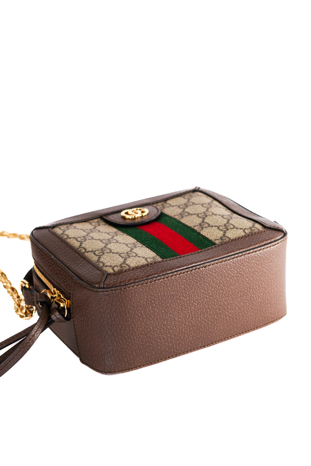 Gucci GG Supreme Monogram Mini Ophidia Top Handle Shoulder Bag Brown