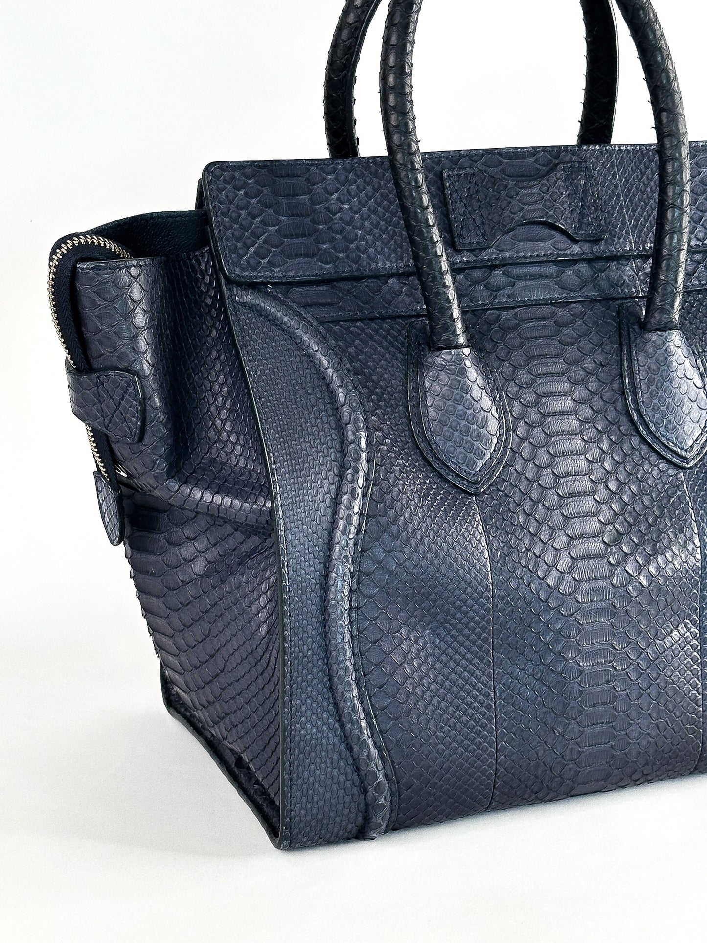 Celine Python Medium Phantom Luggage Tote Navy Blue