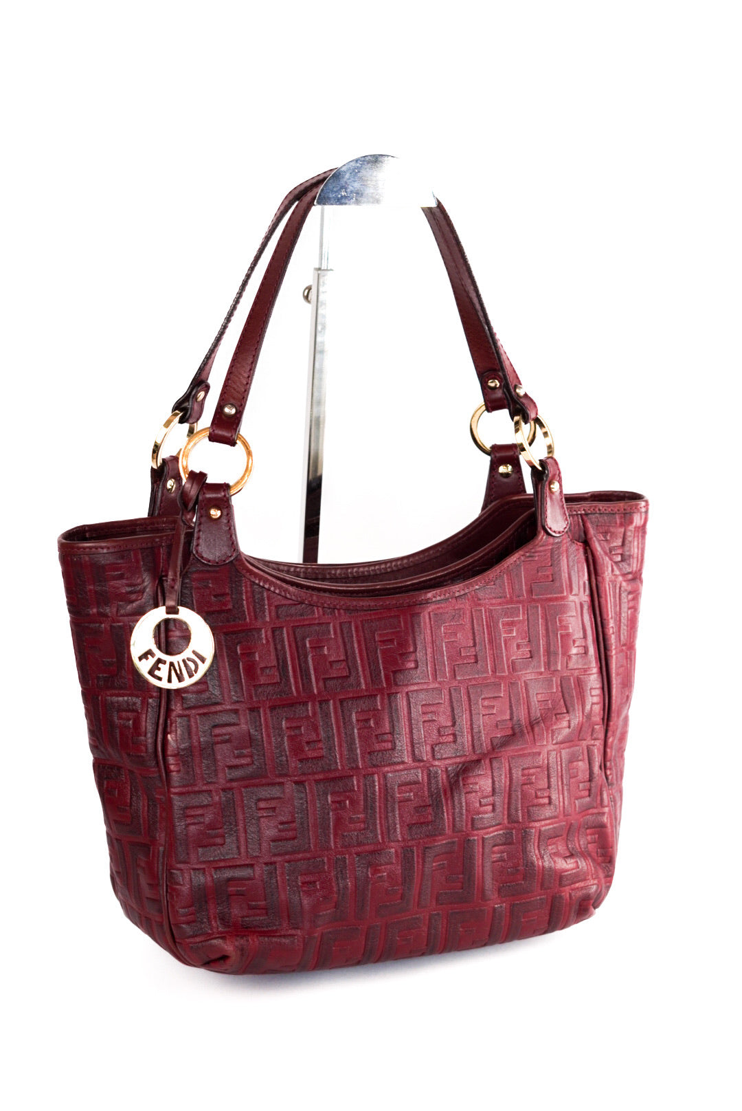 Fendi Bordeaux Zucca Leather Chef Shoppers Tote Bag