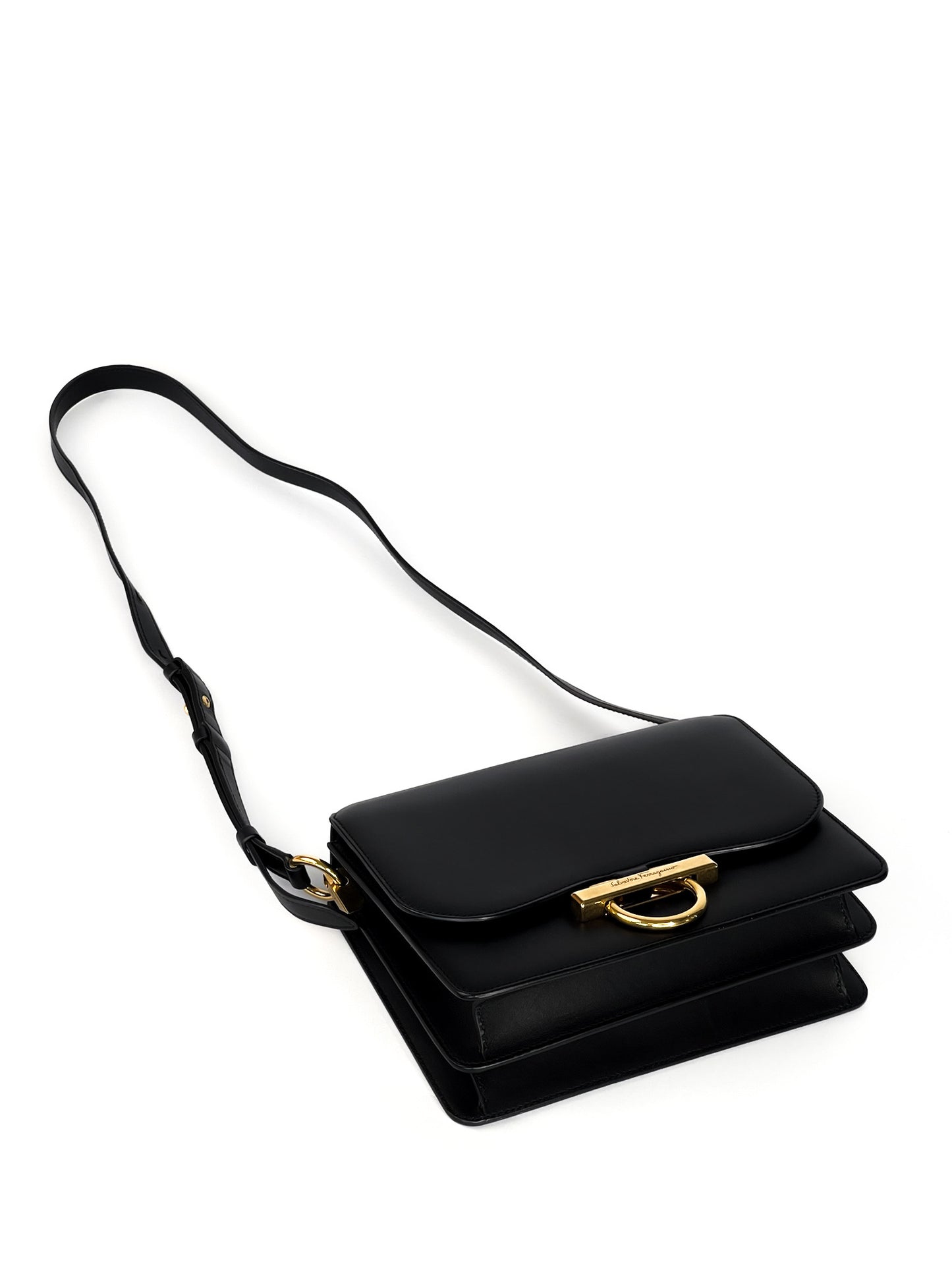 Salvatore Ferragamo Calfskin Joanne Crossbody Black