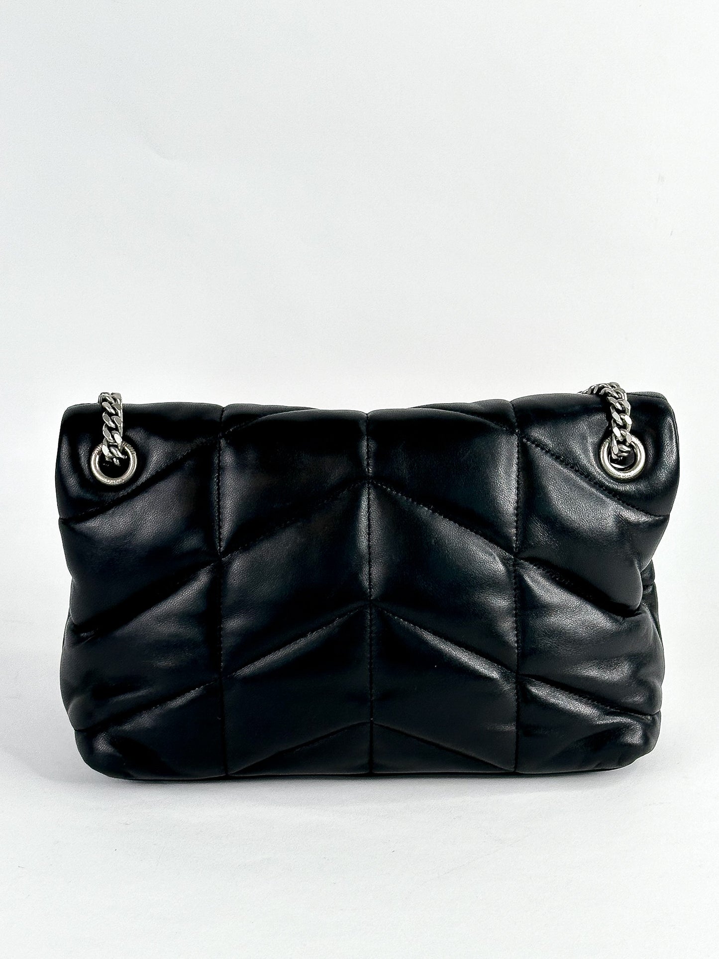 Saint Laurent Black Quilted Lambskin Small Loulou Puffer Bag