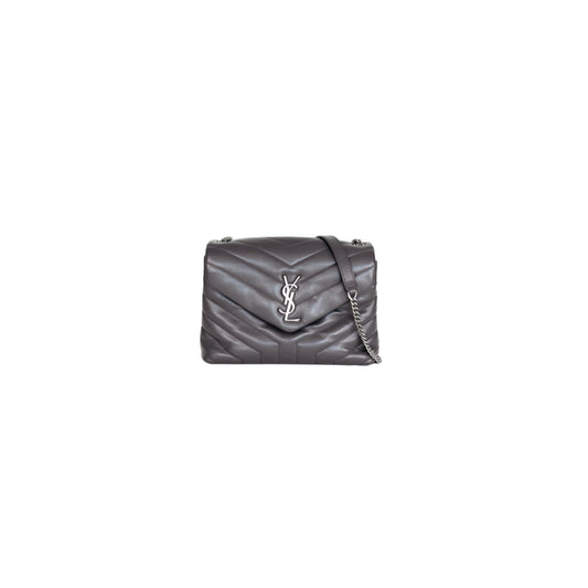 Saint Laurent Loulou Shoulder Bag Dark Grey Quilted Leather Small