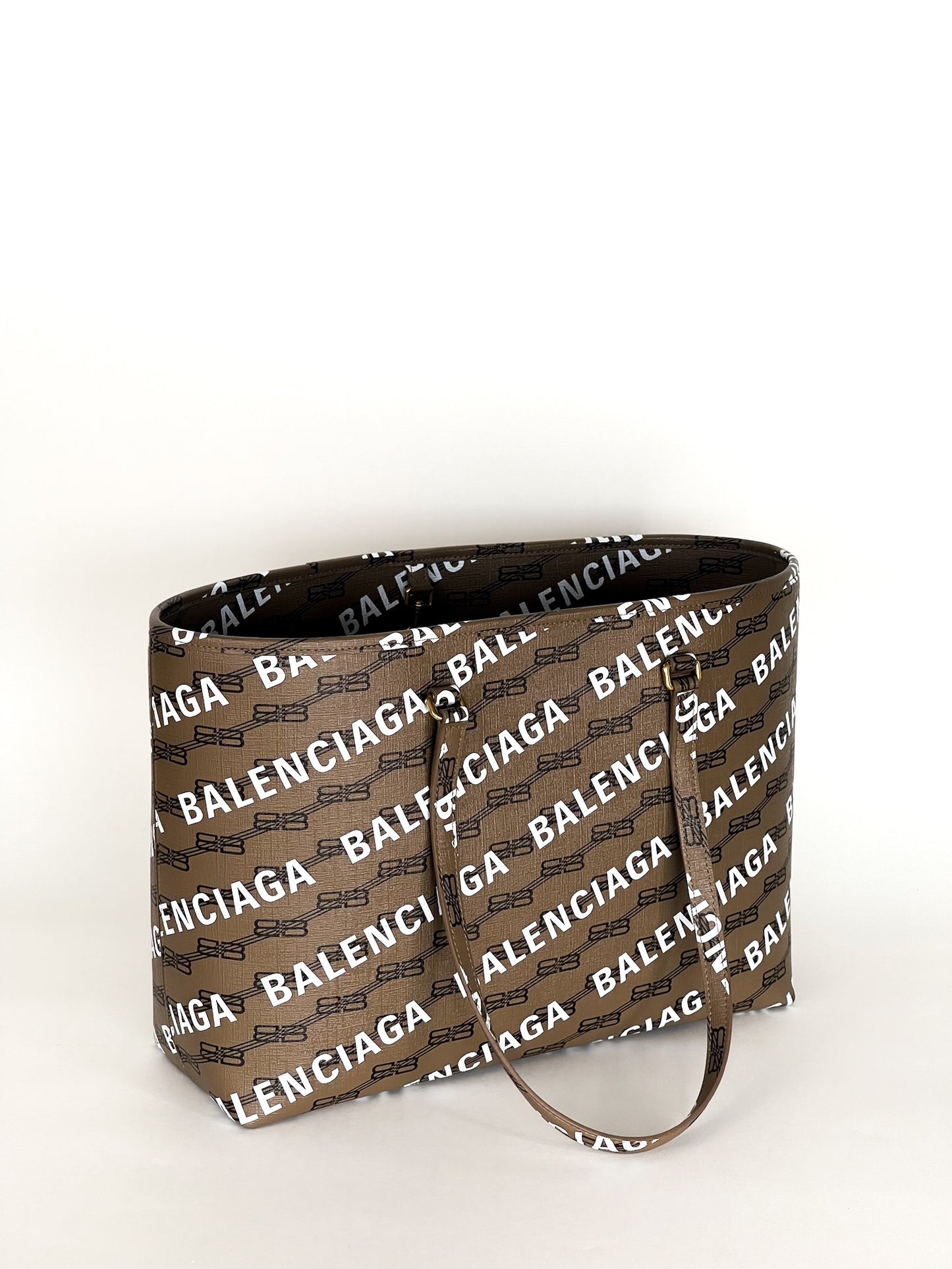 Balenciaga Monogram Coated Canvas Shopper Tote Bag