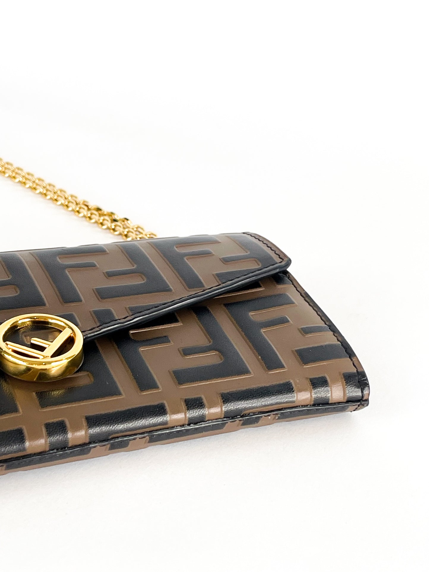 Fendi Zucca Embossed Continental Wallet on Chain