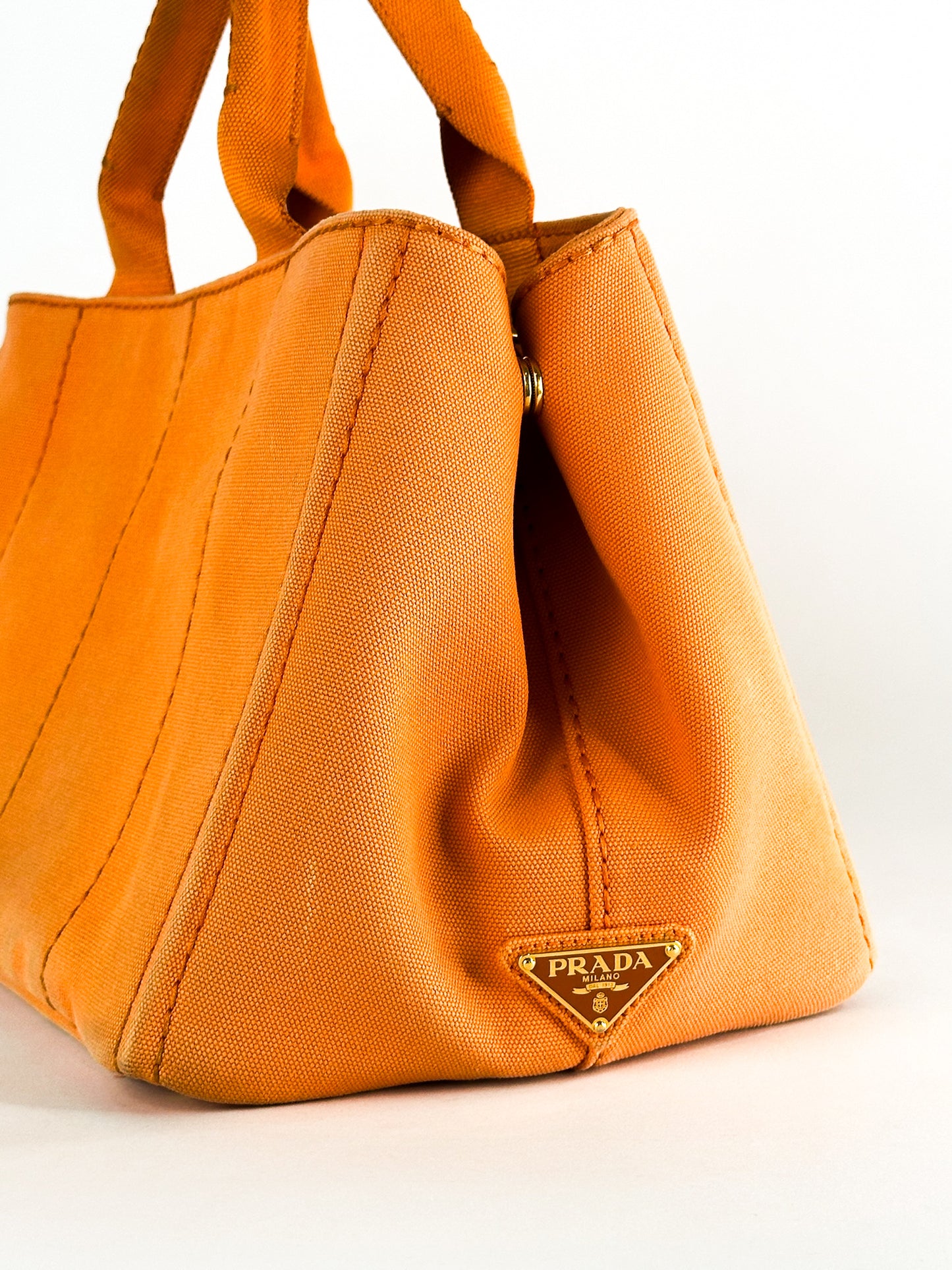 Prada Canapa Canvas Satchel Orange
