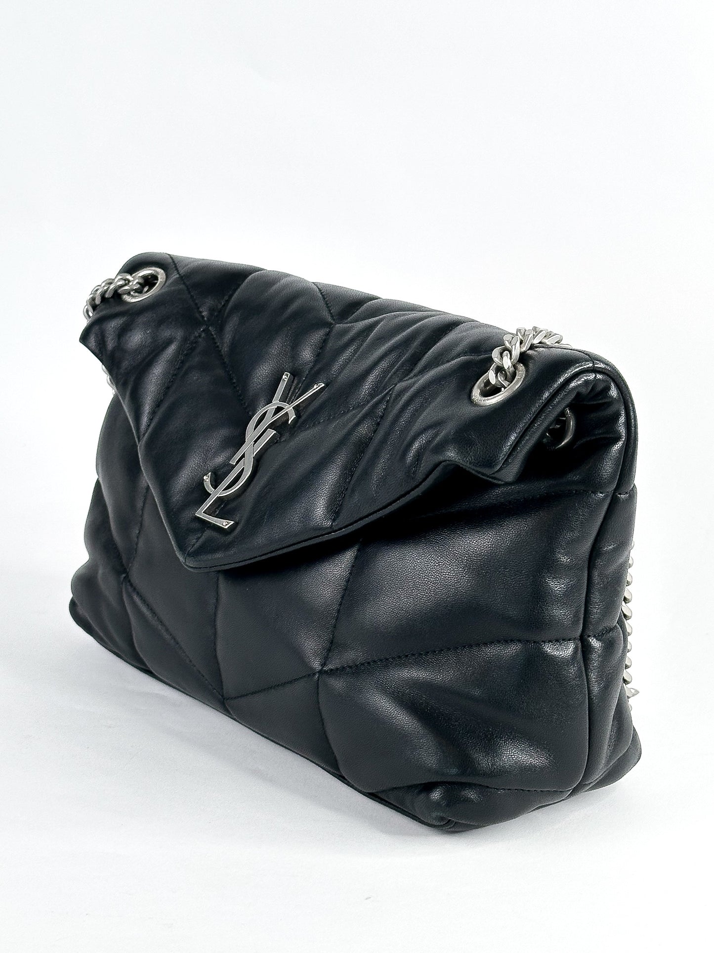 Saint Laurent Black Quilted Lambskin Small Loulou Puffer Bag