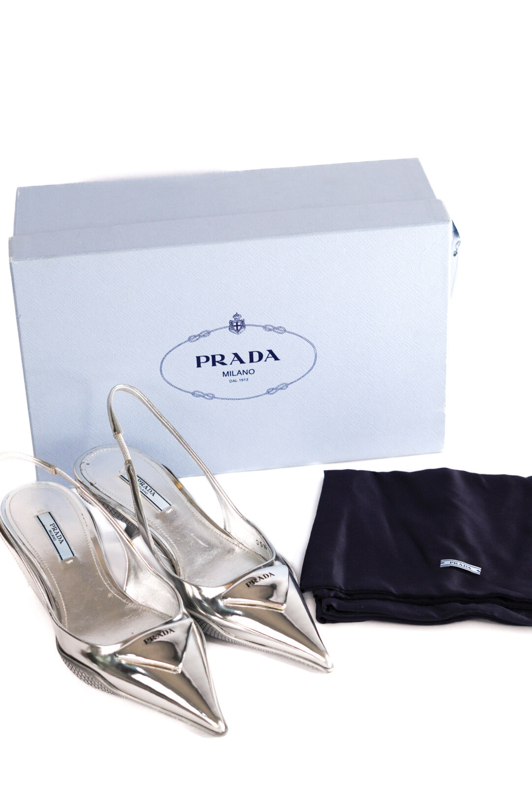 Prada Metallic Slingback Pumps Size 35.5