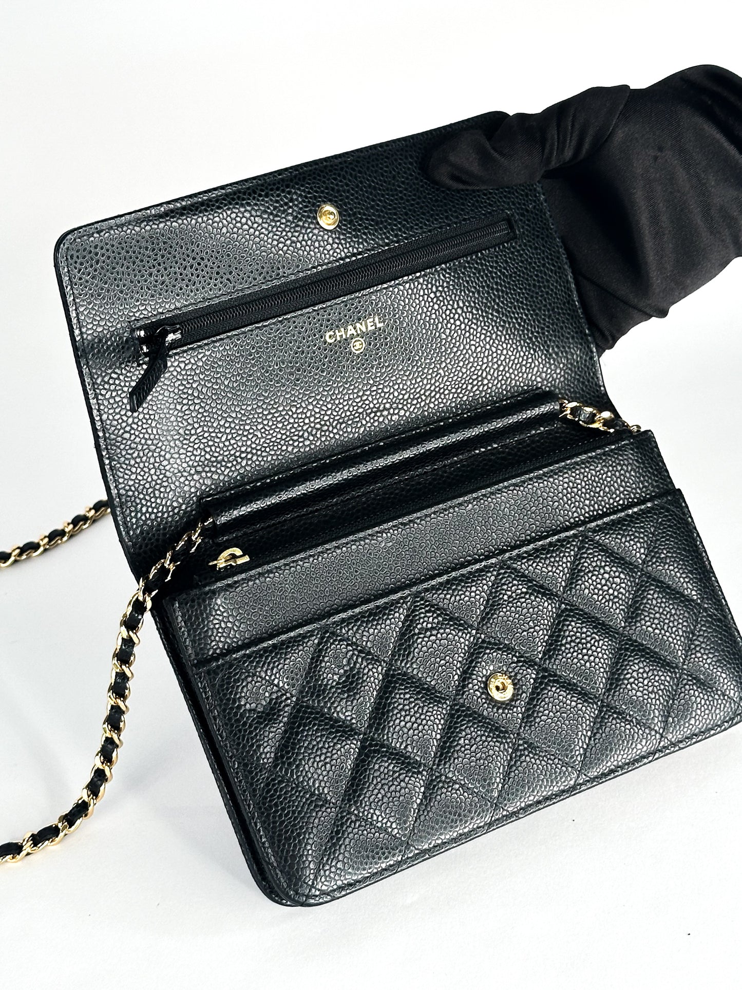 Chanel Classic Wallet On Chain Black Caviar Gold Hardware