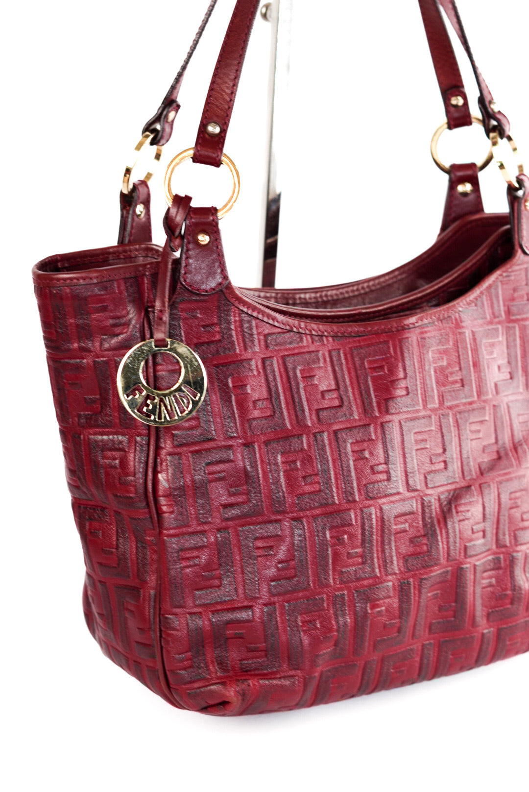 Fendi Bordeaux Zucca Leather Chef Shoppers Tote Bag