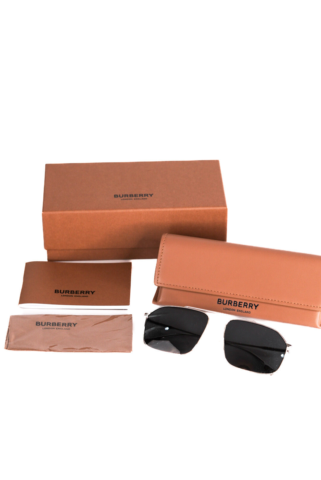 Burberry Webb Silver Rectangular Sunglasses