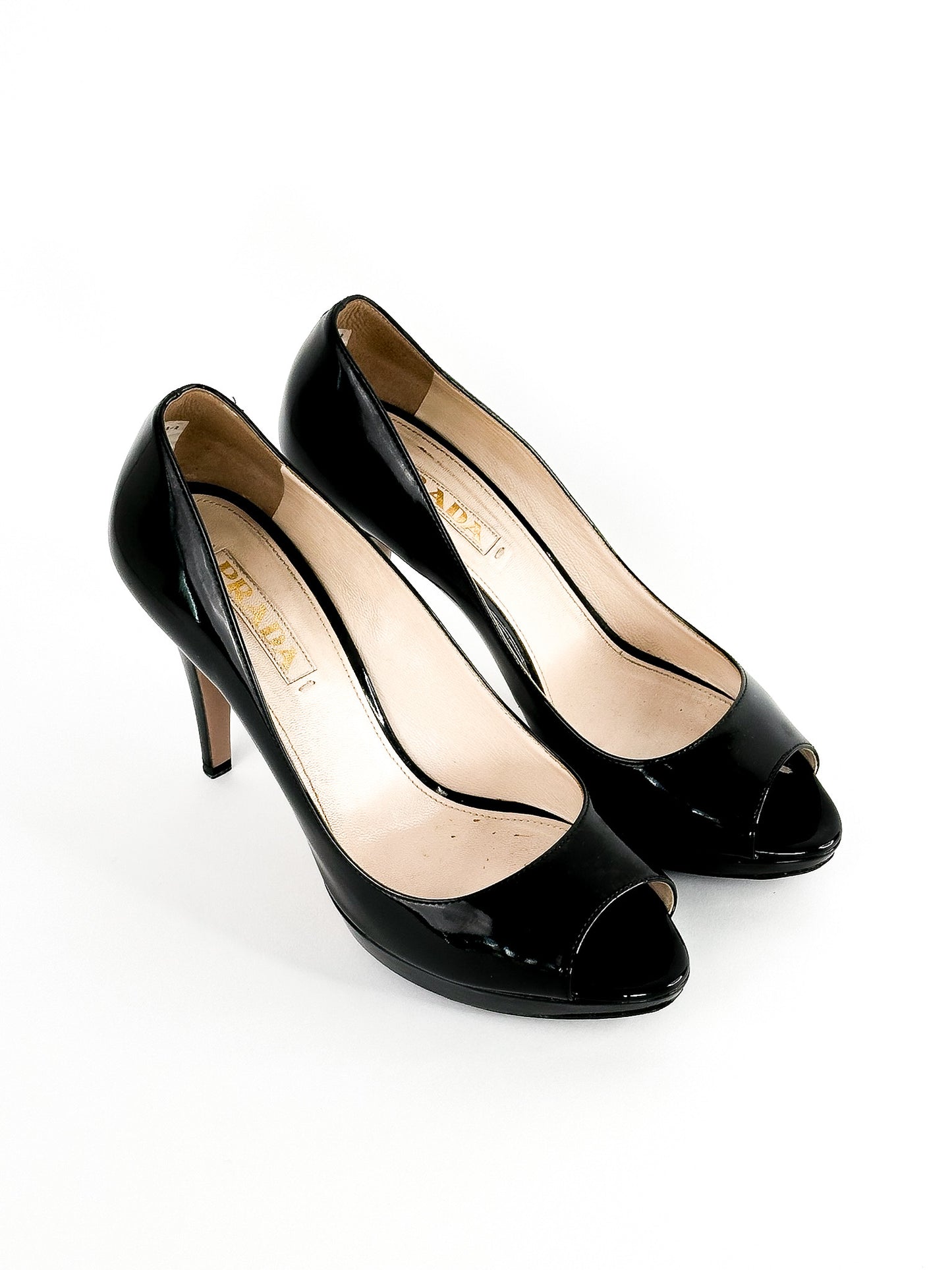 Prada Black Patent Peep Toe Platform Pumps
Size 39 / 24.5cm