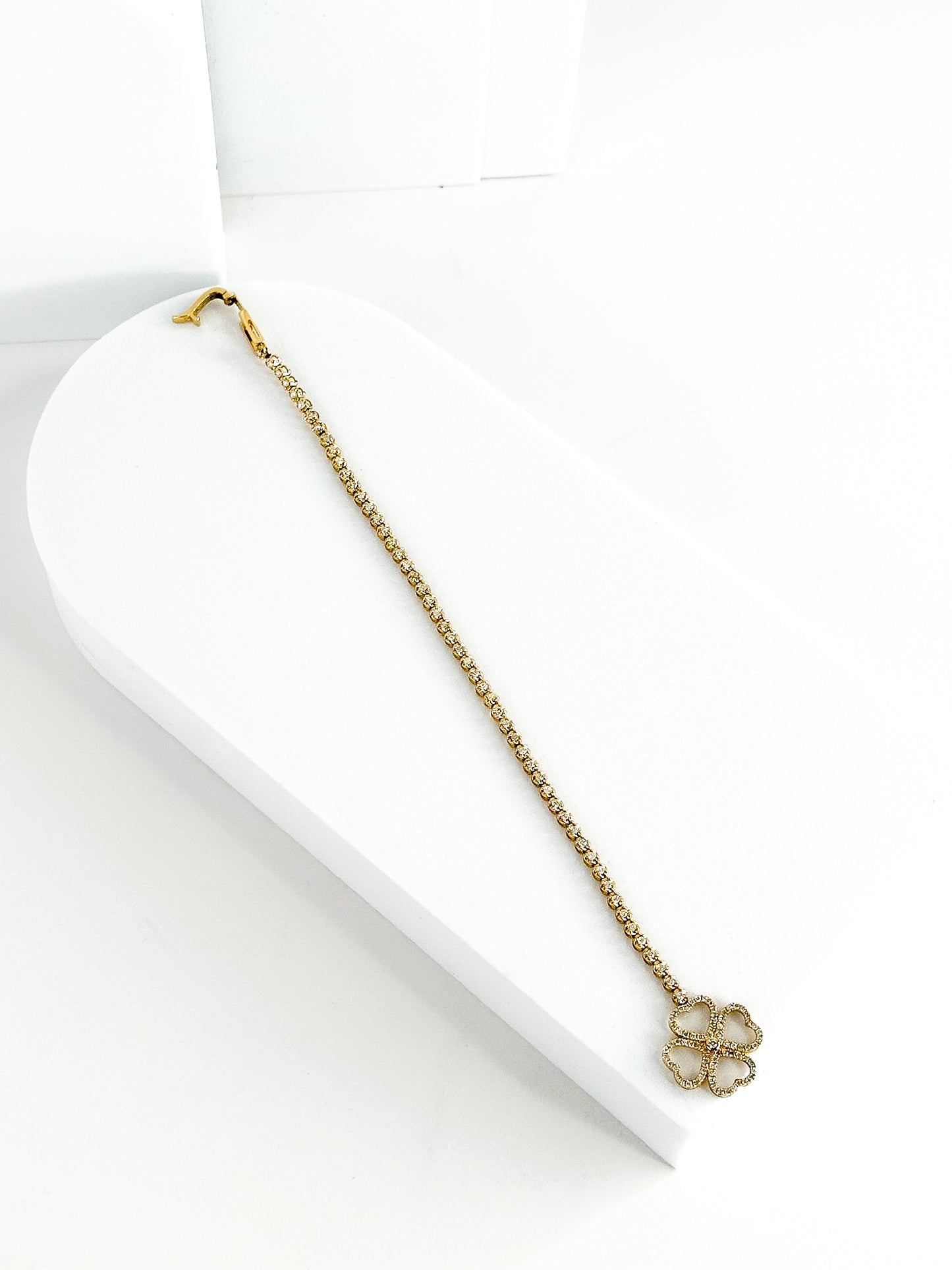 18K Gold Four Leaf Clover Diamond Bracelet