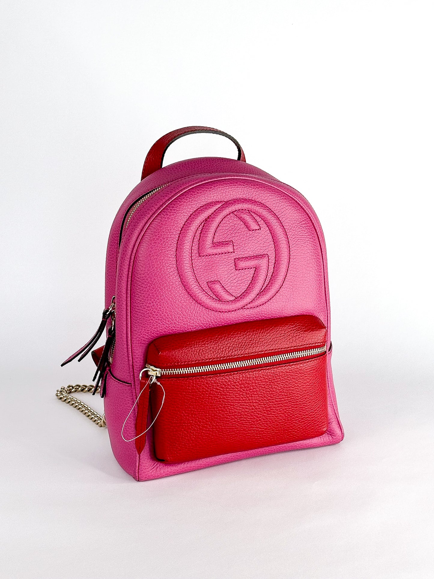 Gucci Pink Red Soho Chain Backpack