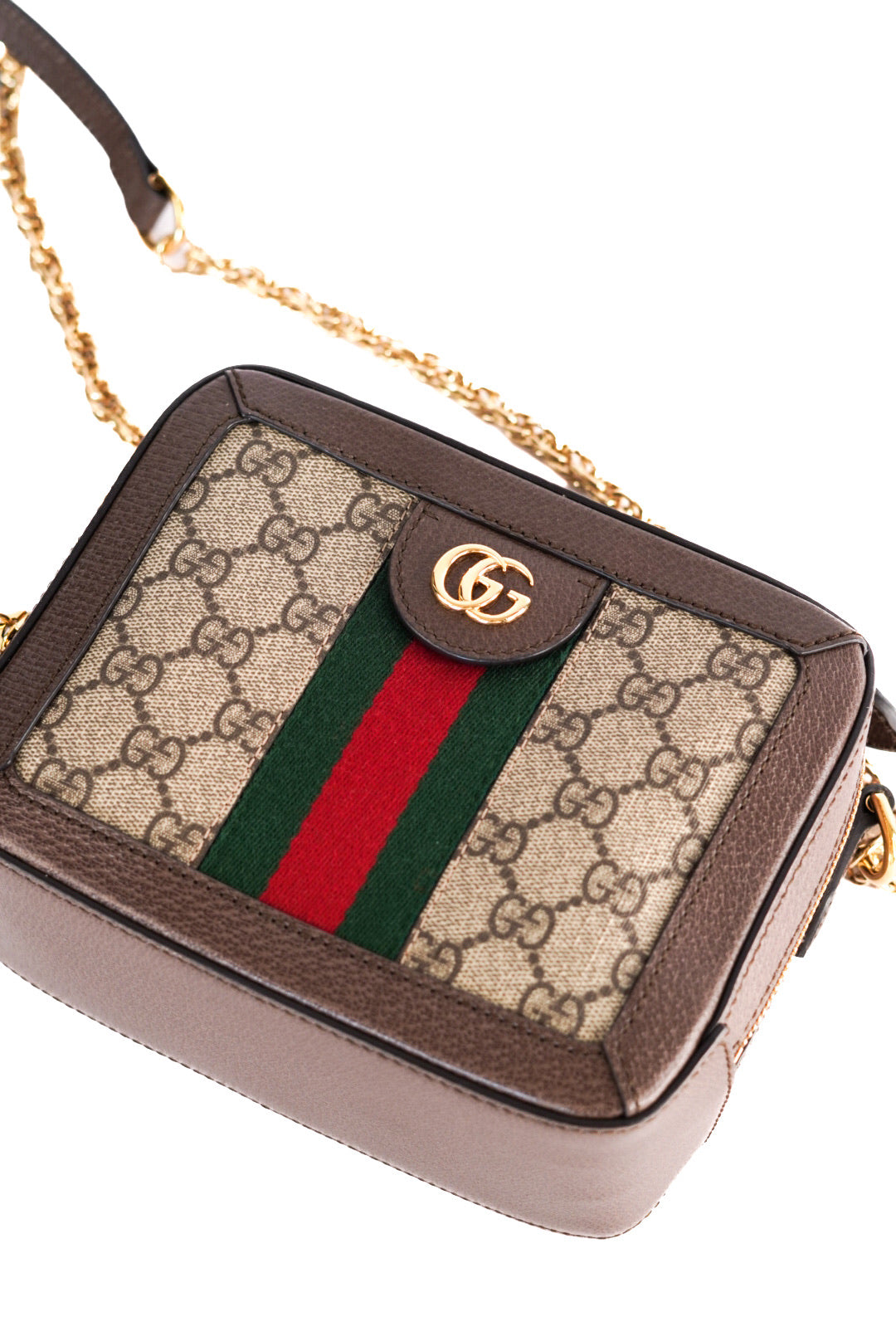 Gucci GG Supreme Monogram Mini Ophidia Top Handle Shoulder Bag Brown