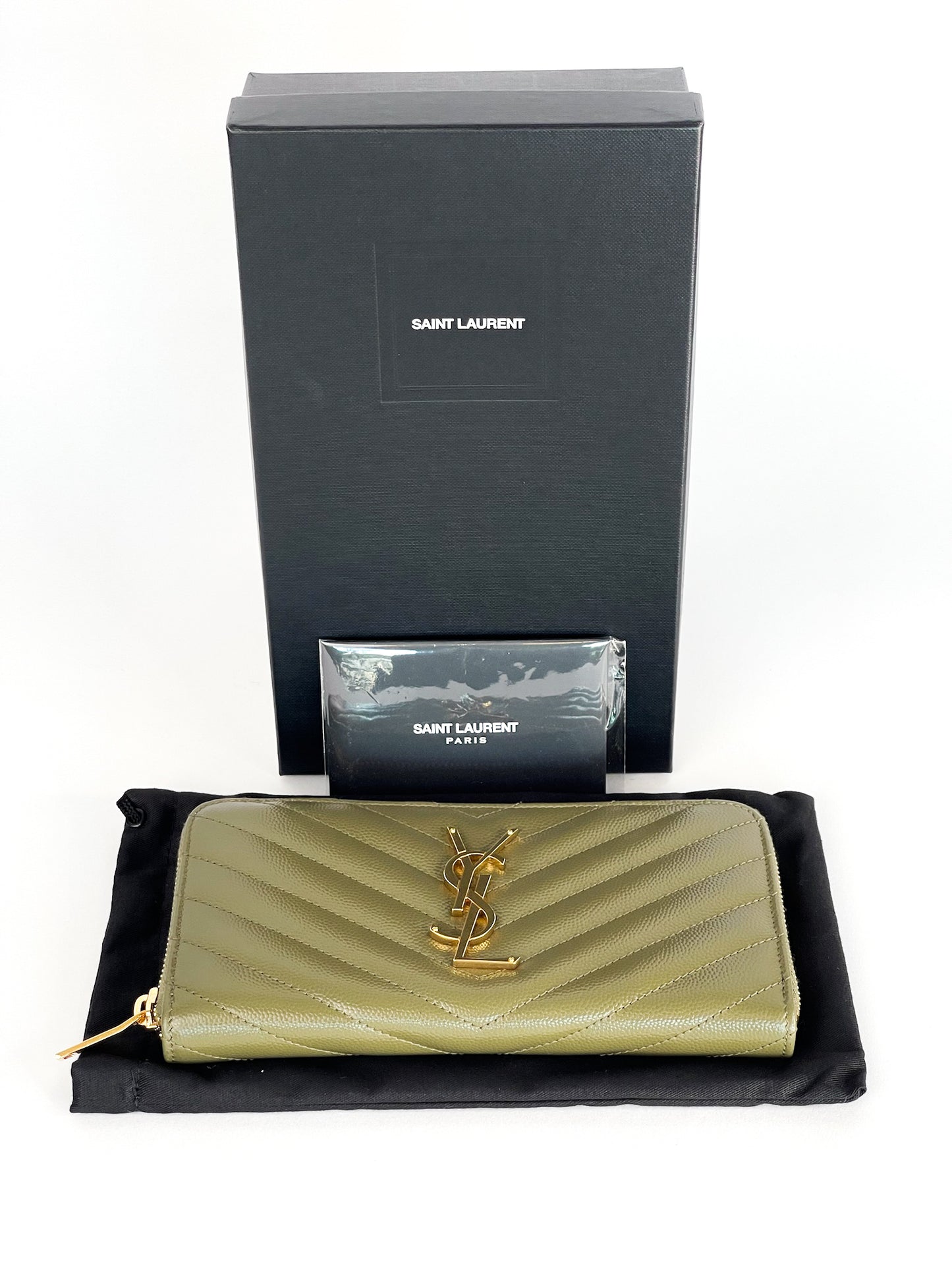 Saint Laurent Cassandre Matelasse Leather Zip Around Long Wallet