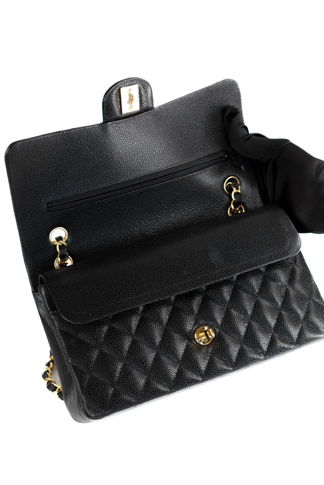 Chanel Classic Double Flap Caviar Leather Gold Hardware