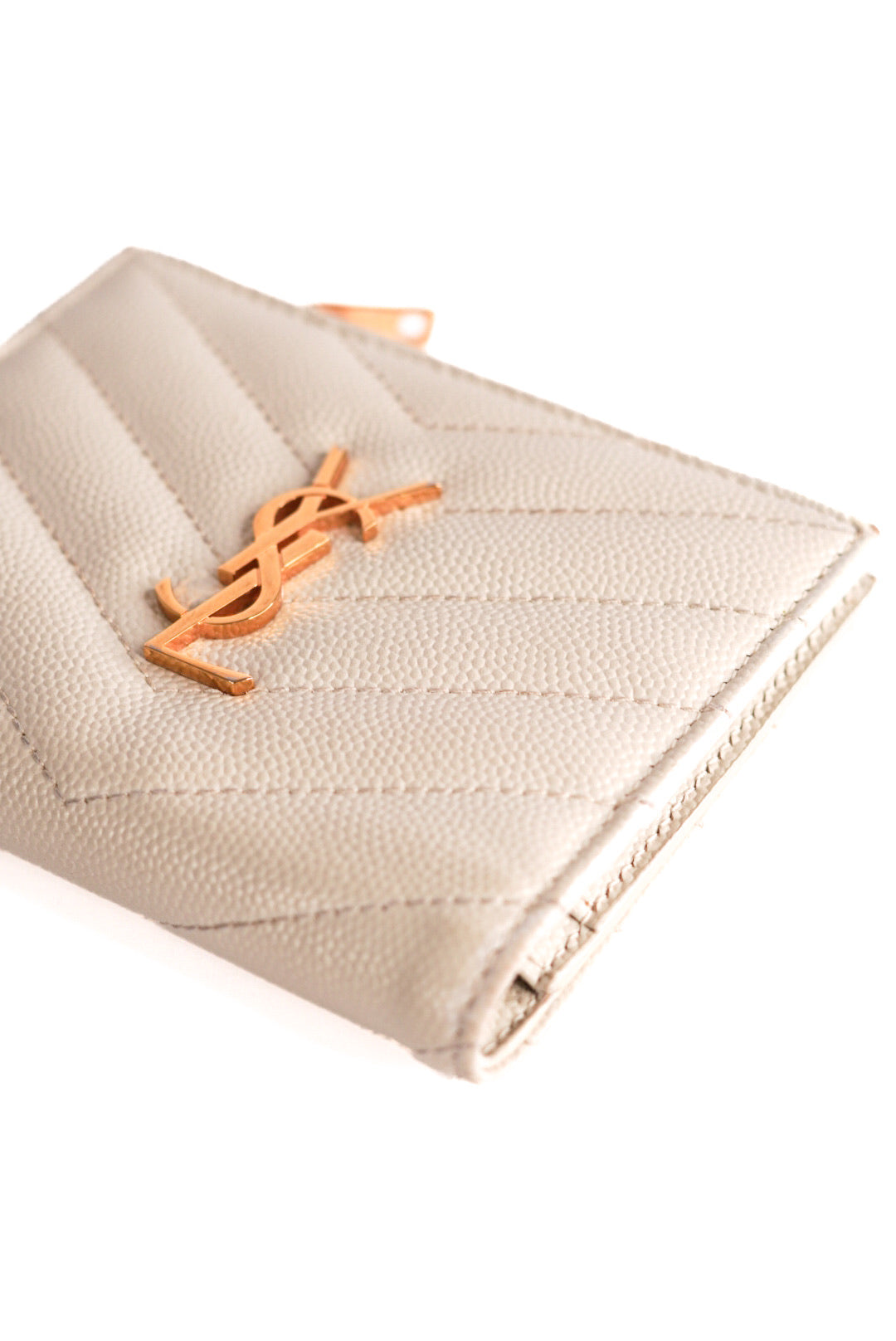 Saint Laurent Cassandre Matelassé Bifold Wallet in Grain De Poudre Leather