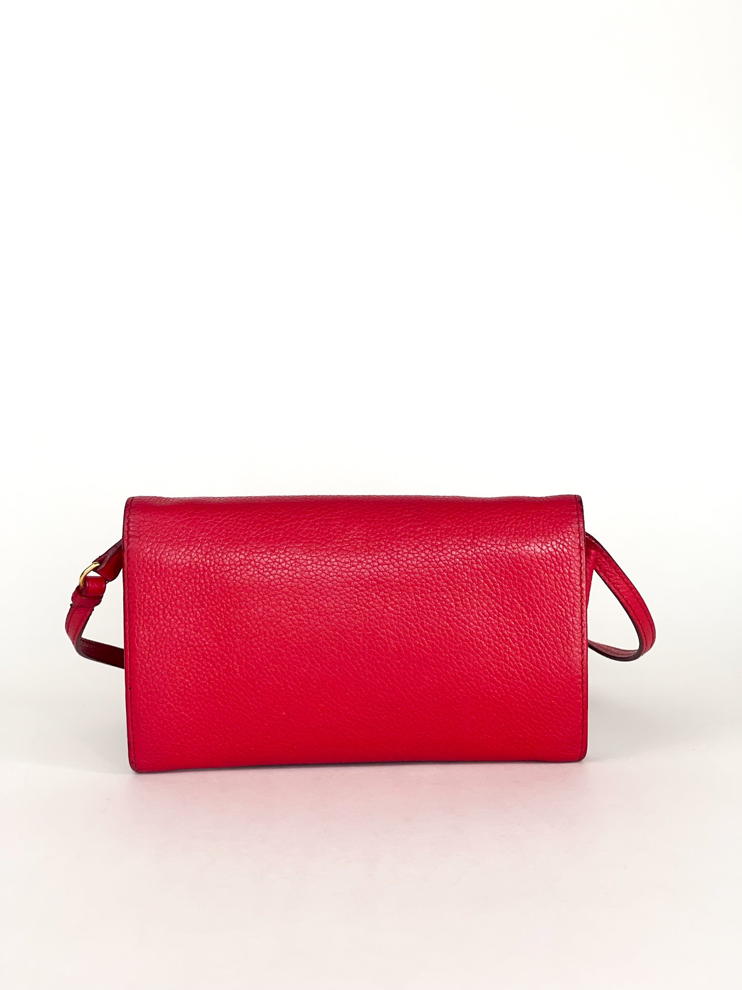 Prada Red Leather Wallet On Leather Strap