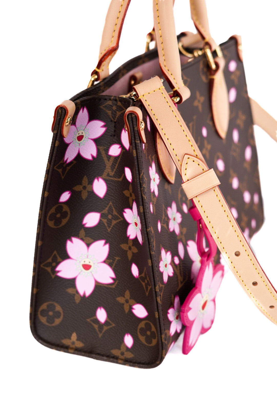 Louis Vuitton X Takashi Murakami Monogram Cherry Blossom Onthego PM Sakura Brown