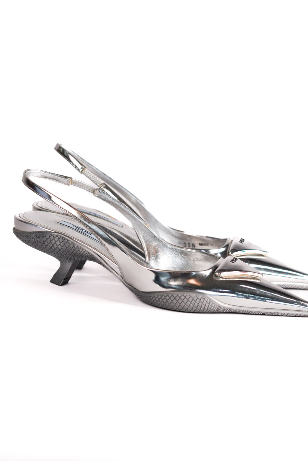 Prada Metallic Slingback Pumps Size 35.5