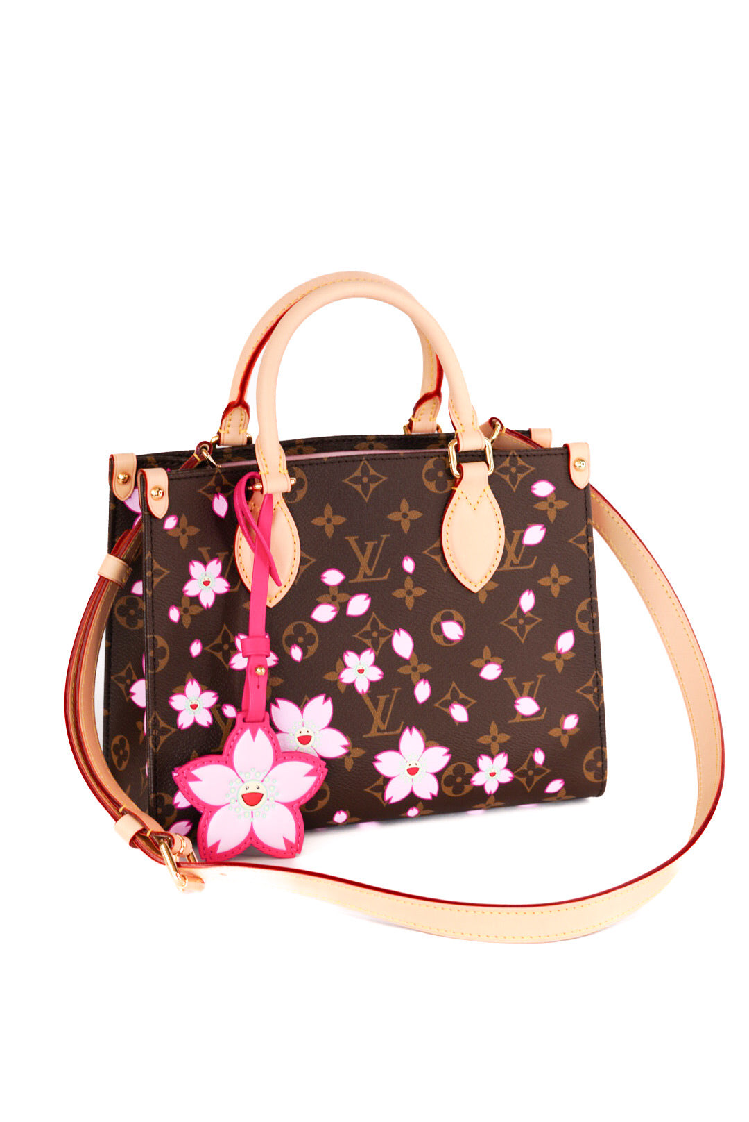 Louis Vuitton X Takashi Murakami Monogram Cherry Blossom Onthego PM Sakura Brown