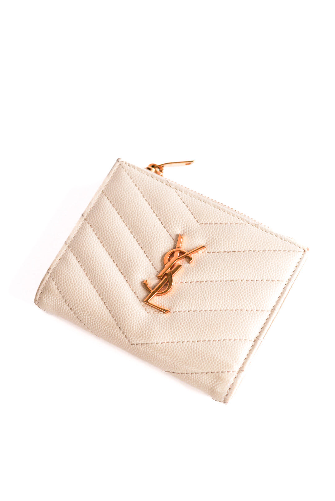 Saint Laurent Cassandre Matelassé Bifold Wallet in Grain De Poudre Leather