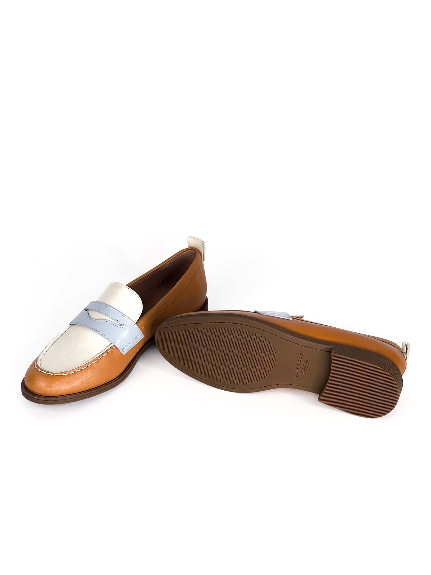 Cole Haan Leather Stassi Penny Loafer Brown & White Size 6