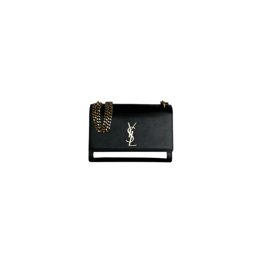 Saint Laurent Calfskin Bi-Color Medium Monogram Sunset Black Pearl White