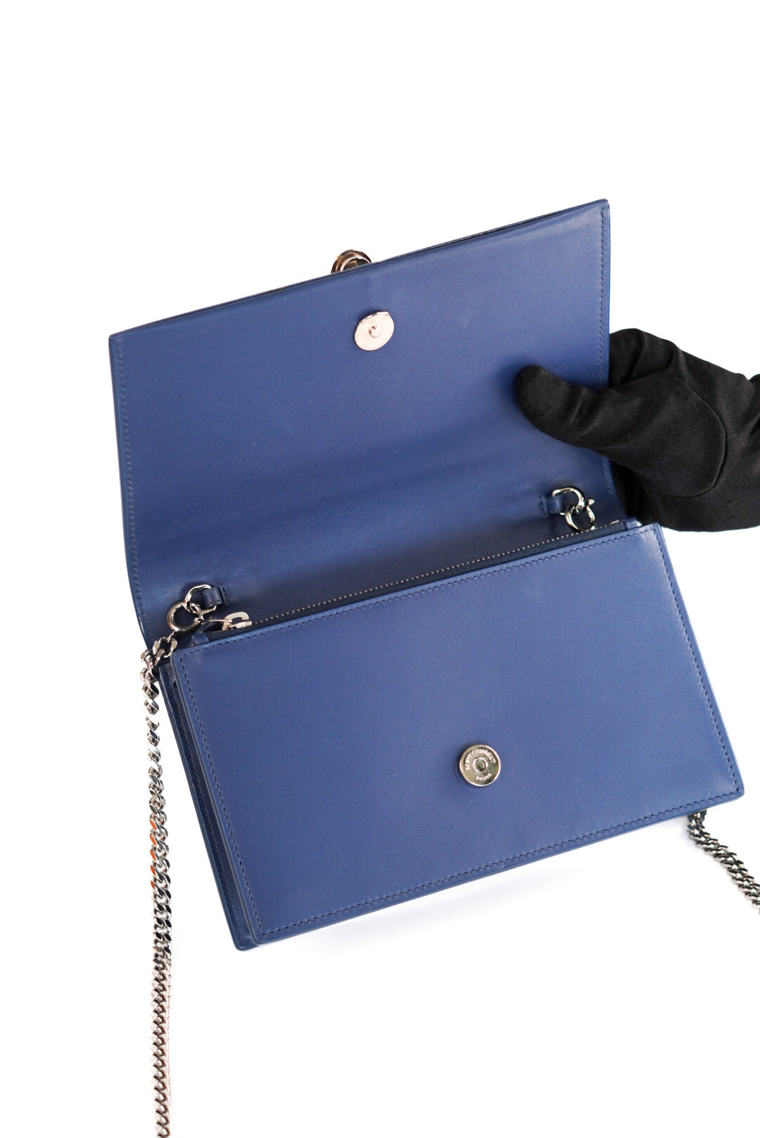 Yves Saint Laurent Saint Laurent Kate Monogram Leather Shoulder Bag Blue