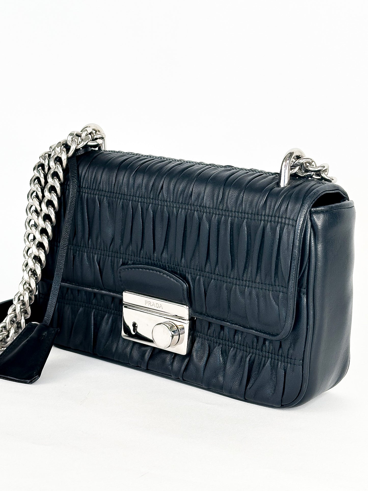 Prada Nappa Gaufre Chain Flap Black